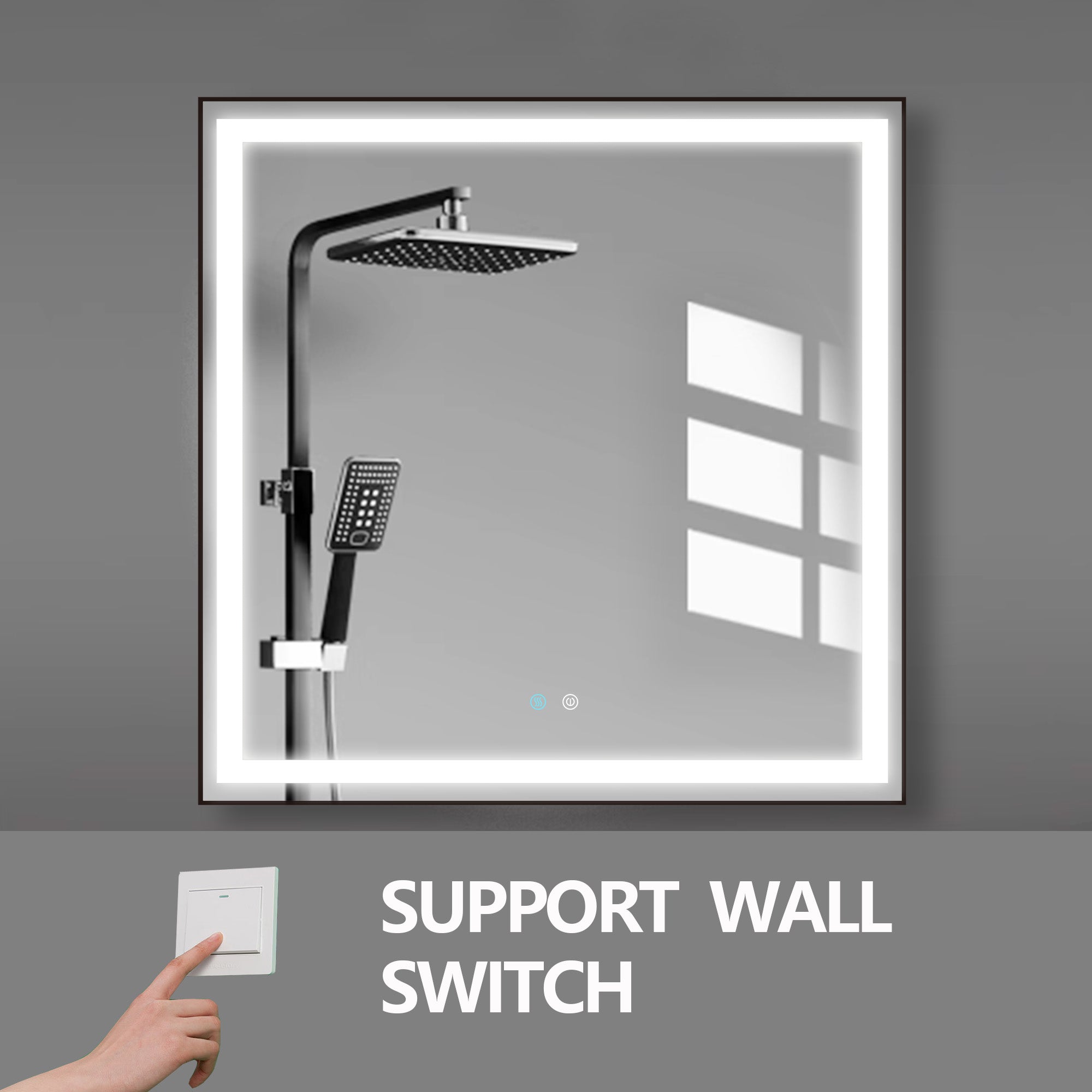 36/48/72 in. Rectangular Metal Framed LED Anti-Fog Wall Bathroom Vanity Mirror in Natural