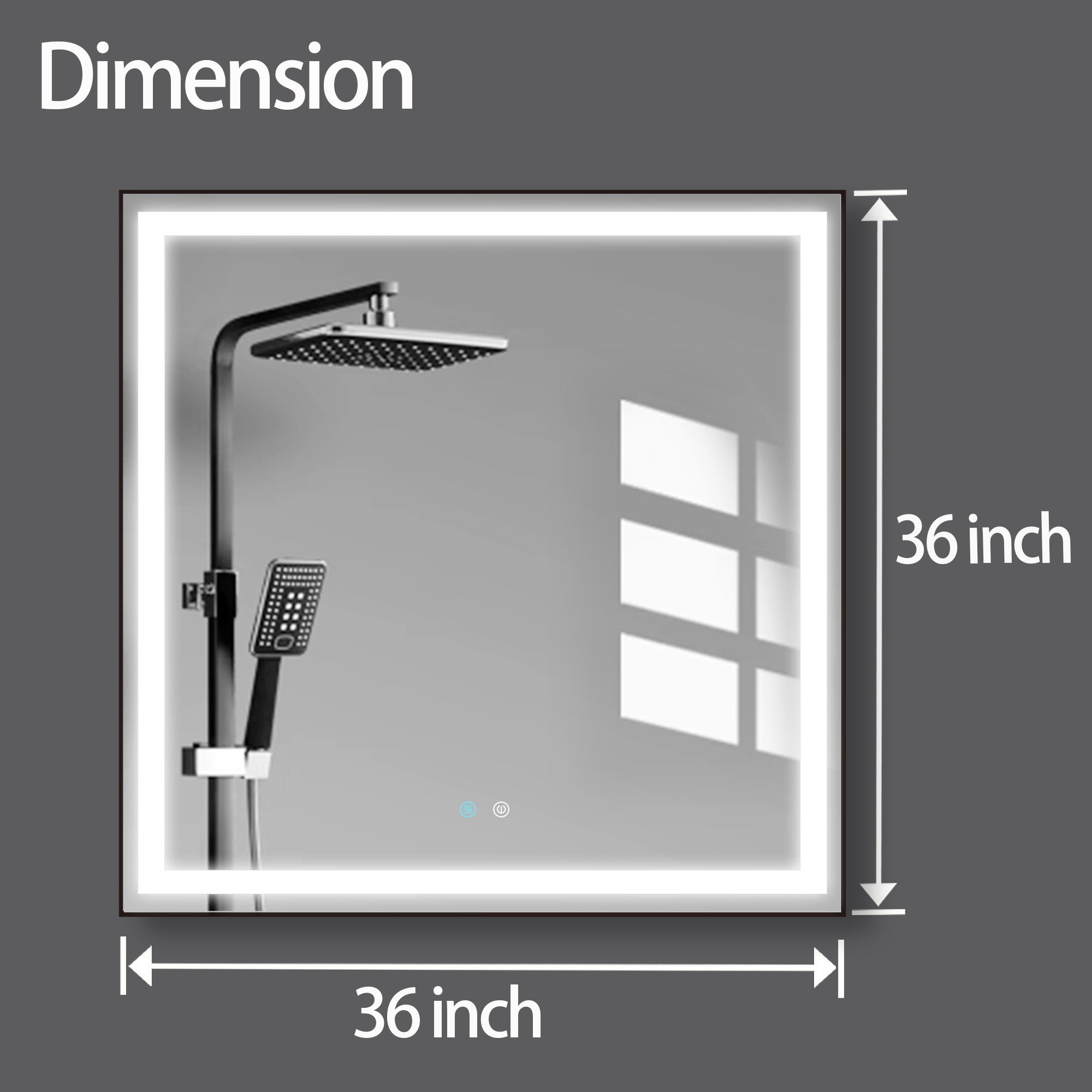 36/48/72 in. Rectangular Metal Framed LED Anti-Fog Wall Bathroom Vanity Mirror in Natural