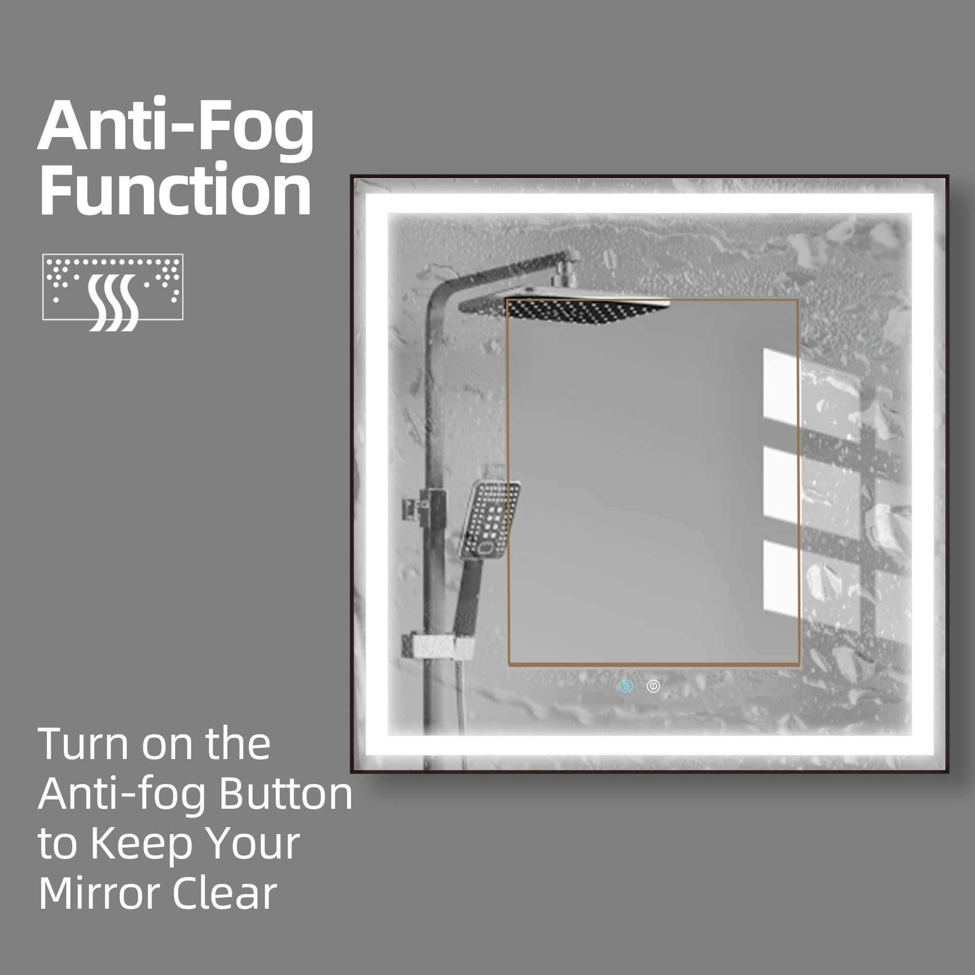 36/48/72 in. Rectangular Metal Framed LED Anti-Fog Wall Bathroom Vanity Mirror in Natural