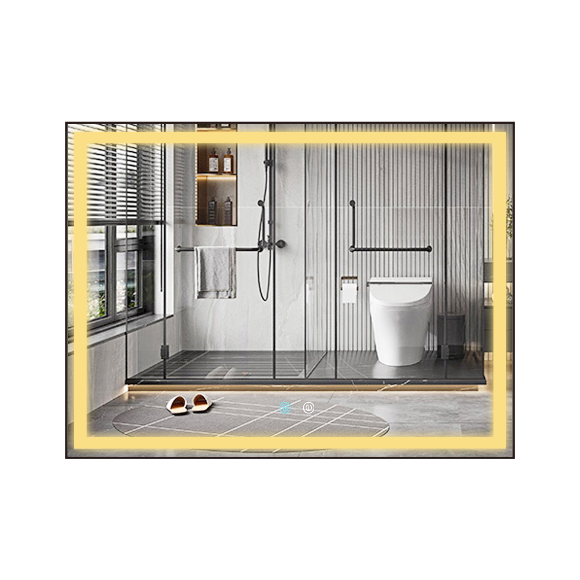 36/48/72 in. Rectangular Metal Framed LED Anti-Fog Wall Bathroom Vanity Mirror in Natural