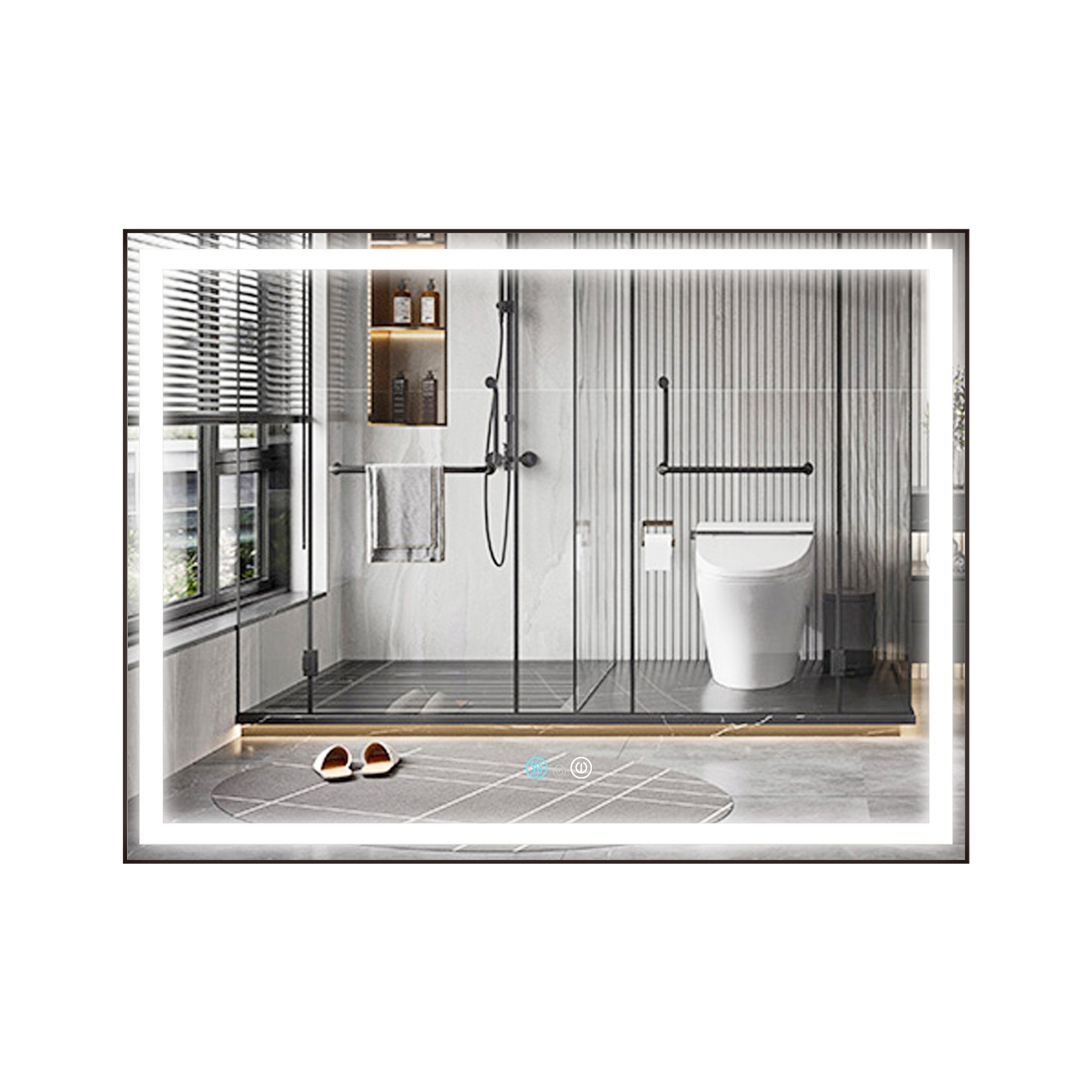 36/48/72 in. Rectangular Metal Framed LED Anti-Fog Wall Bathroom Vanity Mirror in Natural