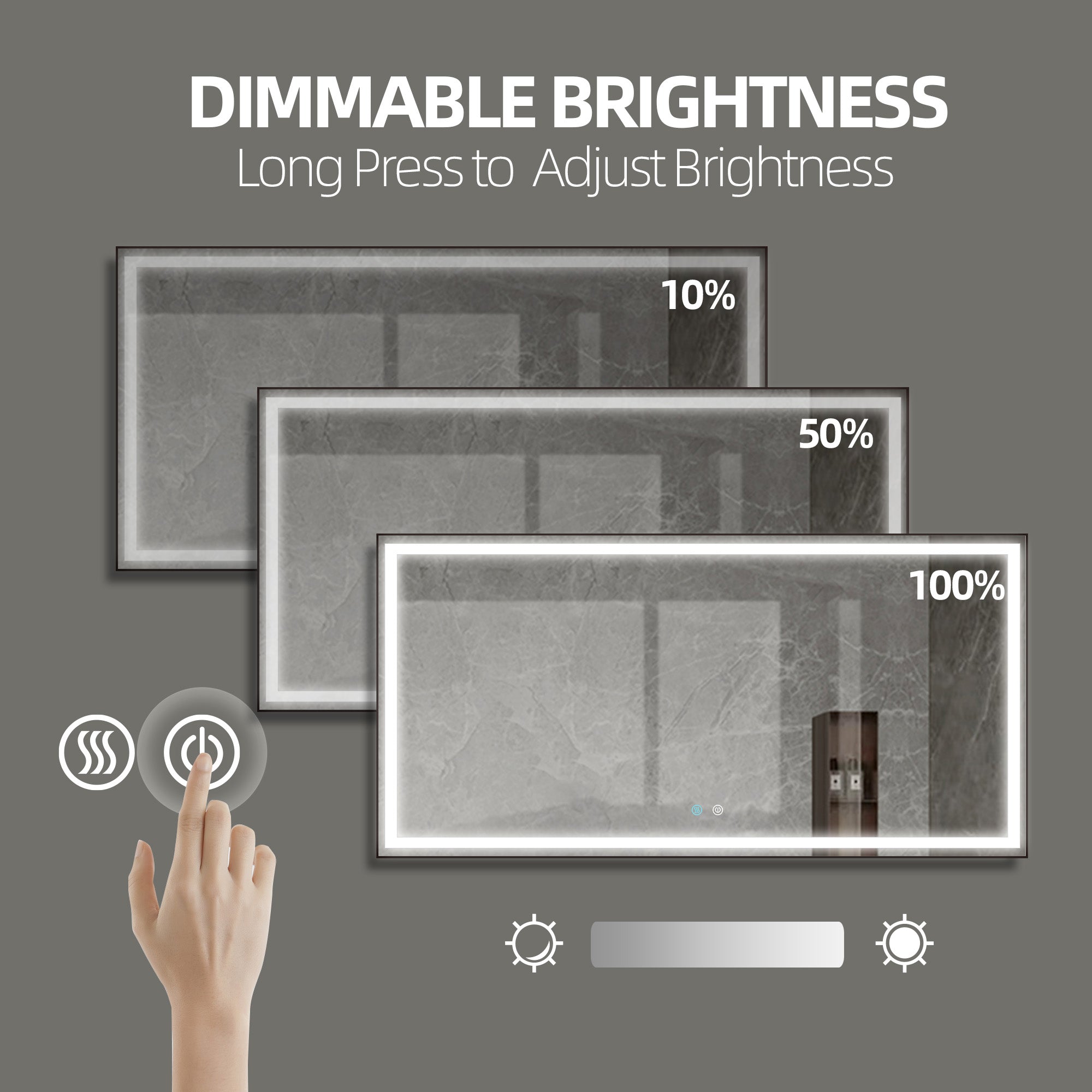 36/48/72 in. Rectangular Metal Framed LED Anti-Fog Wall Bathroom Vanity Mirror in Natural