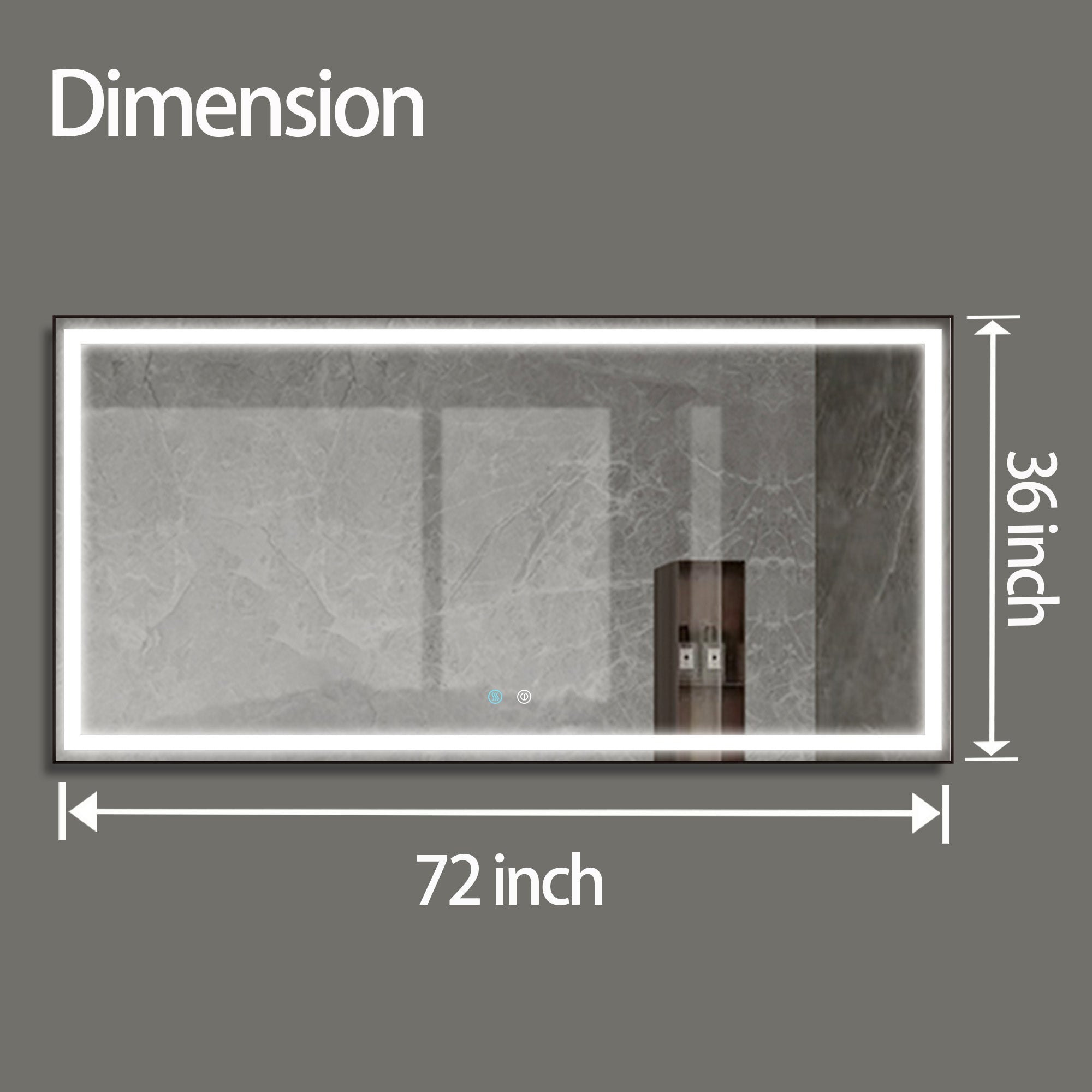 36/48/72 in. Rectangular Metal Framed LED Anti-Fog Wall Bathroom Vanity Mirror in Natural
