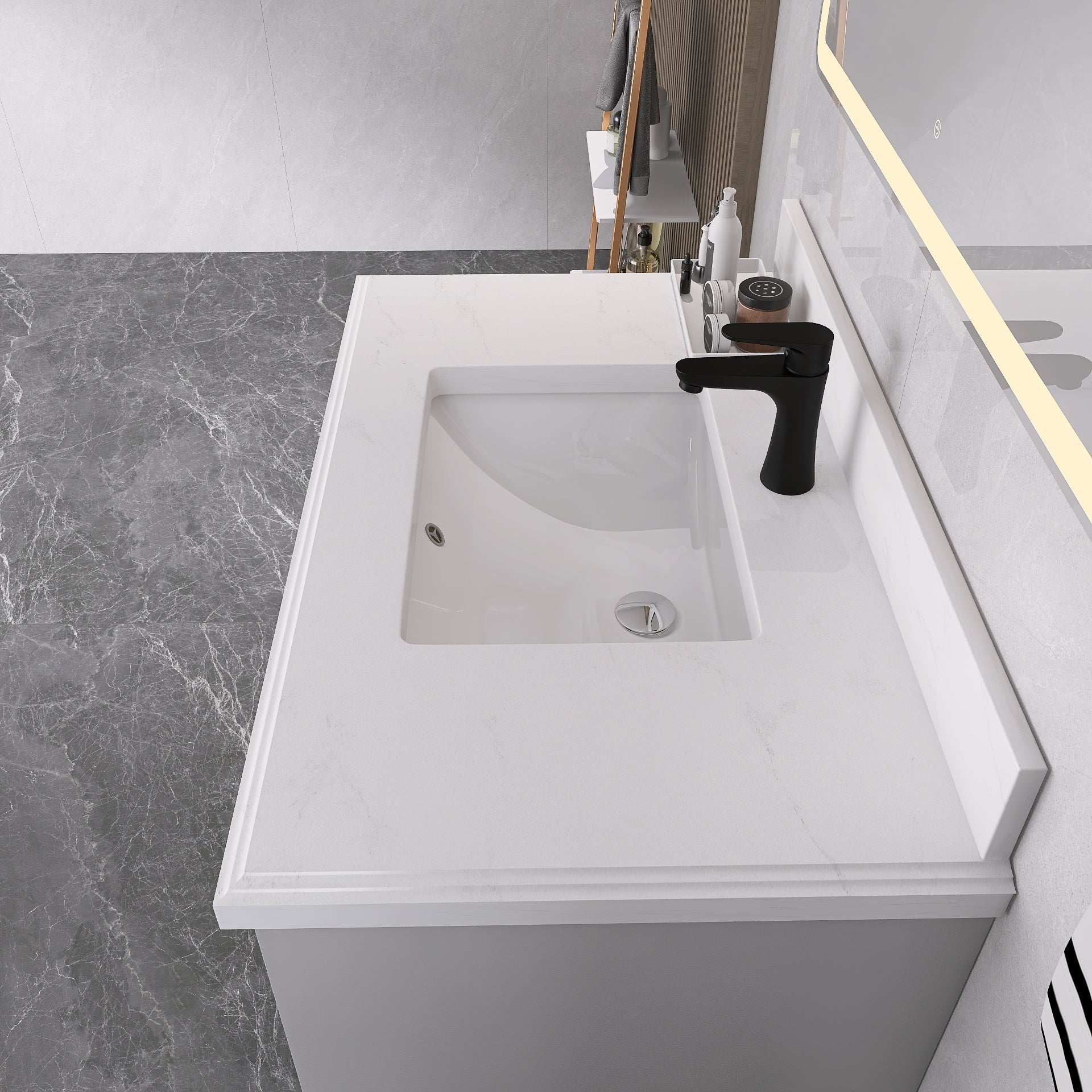 36" Freestanding Bathroom Vanity Set with Ceramic Sink and Backsplash
