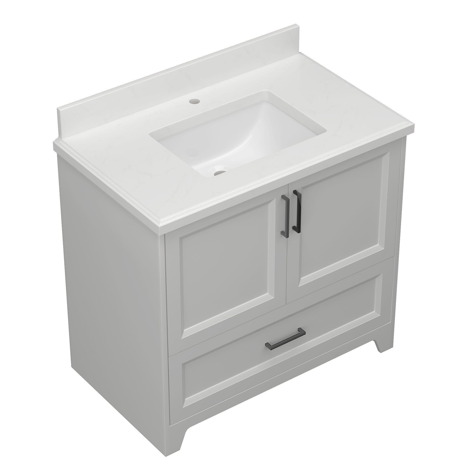 36" Freestanding Bathroom Vanity Set with Ceramic Sink and Backsplash