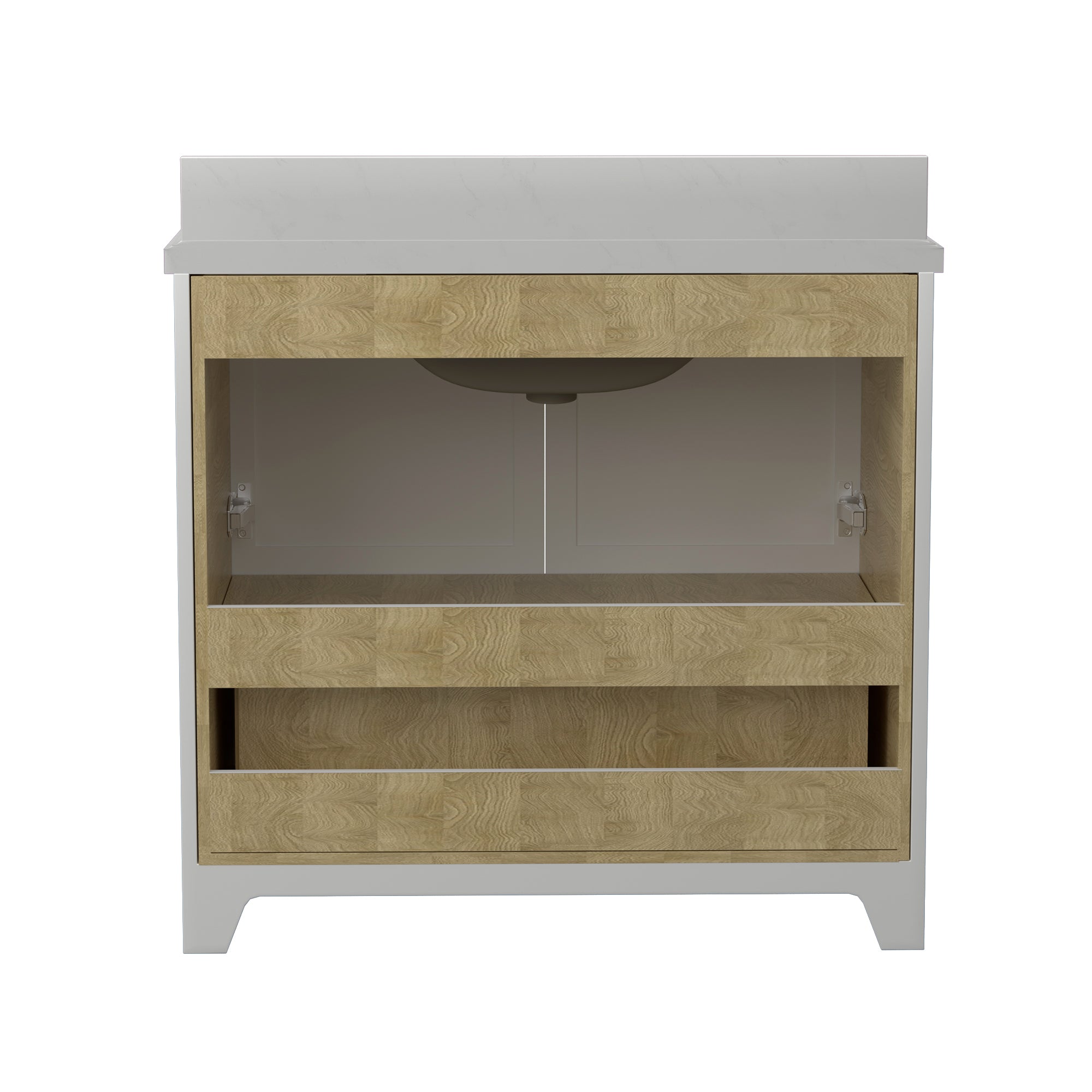 36" Freestanding Bathroom Vanity Set with Ceramic Sink and Backsplash