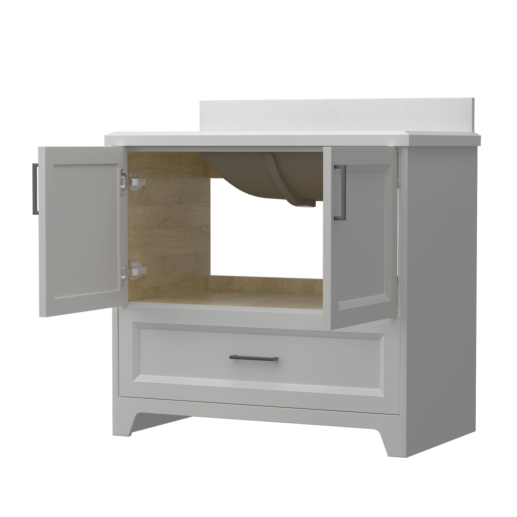 36" Freestanding Bathroom Vanity Set with Ceramic Sink and Backsplash