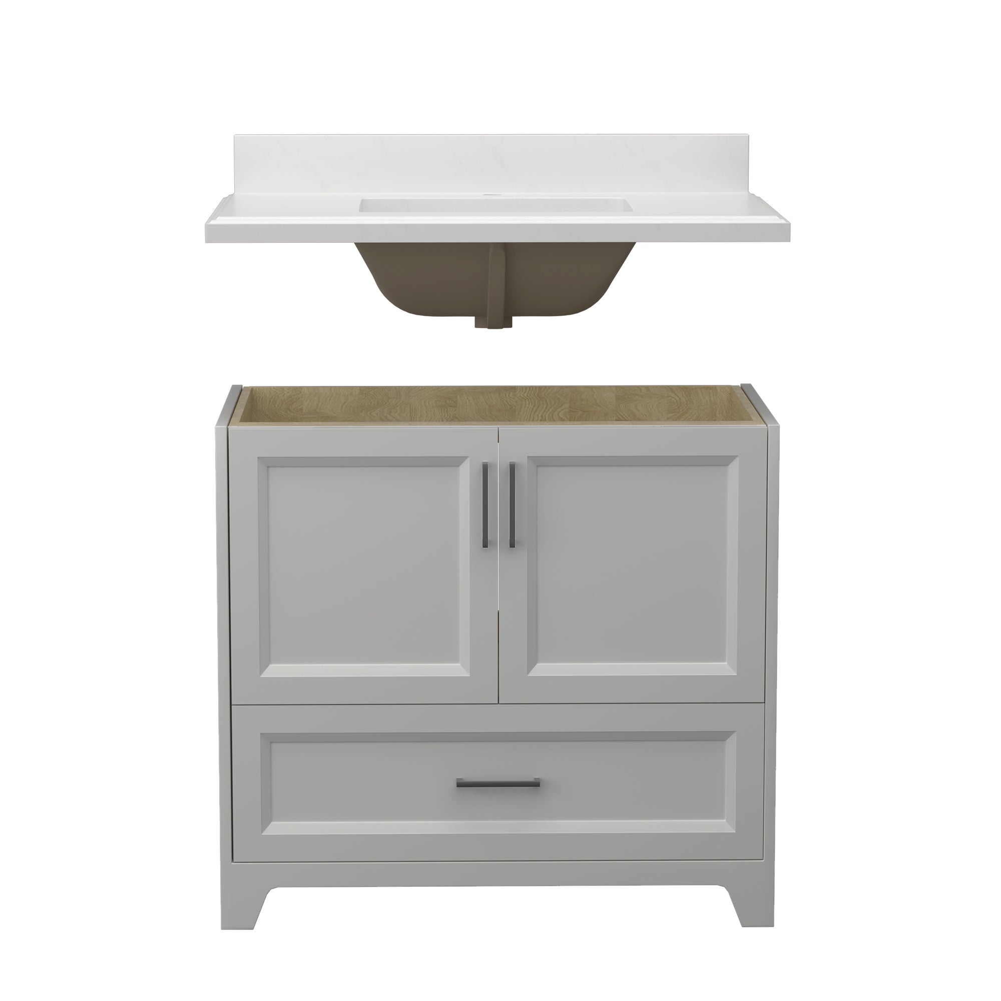 36" Freestanding Bathroom Vanity Set with Ceramic Sink and Backsplash