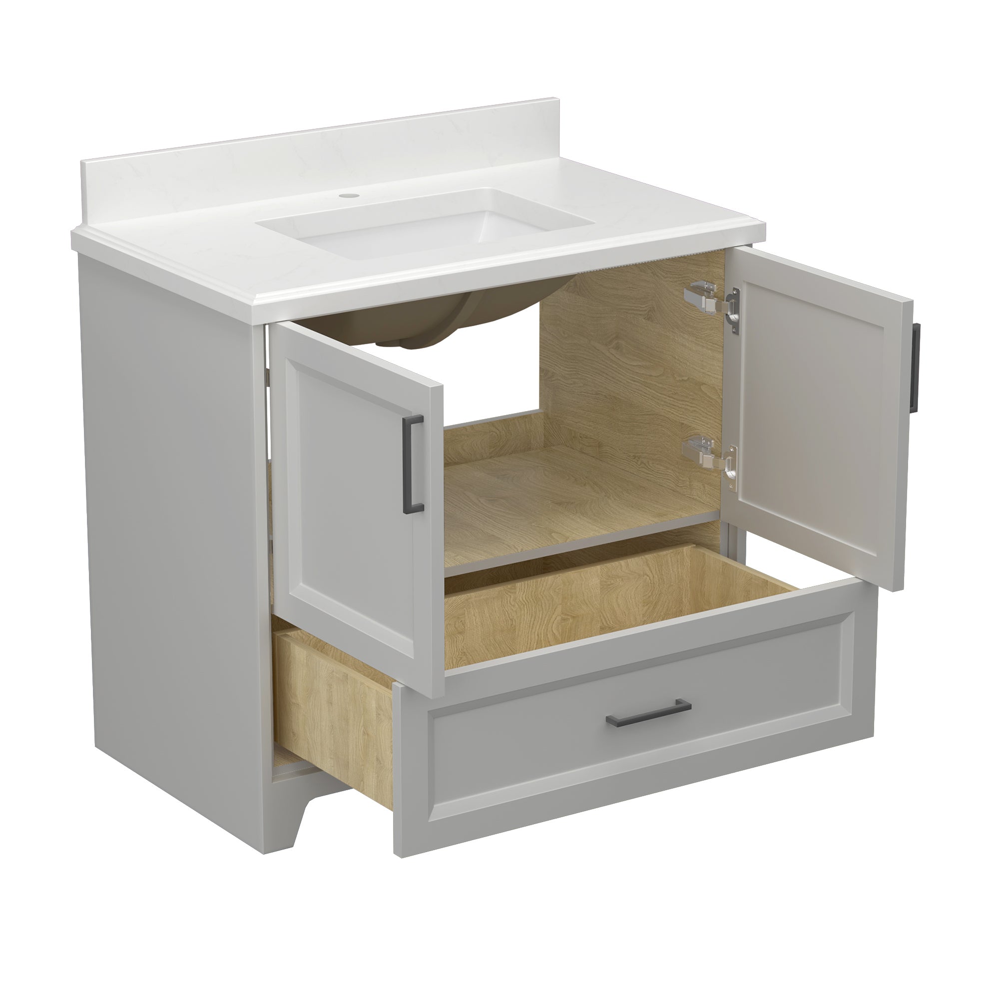 36" Freestanding Bathroom Vanity Set with Ceramic Sink and Backsplash