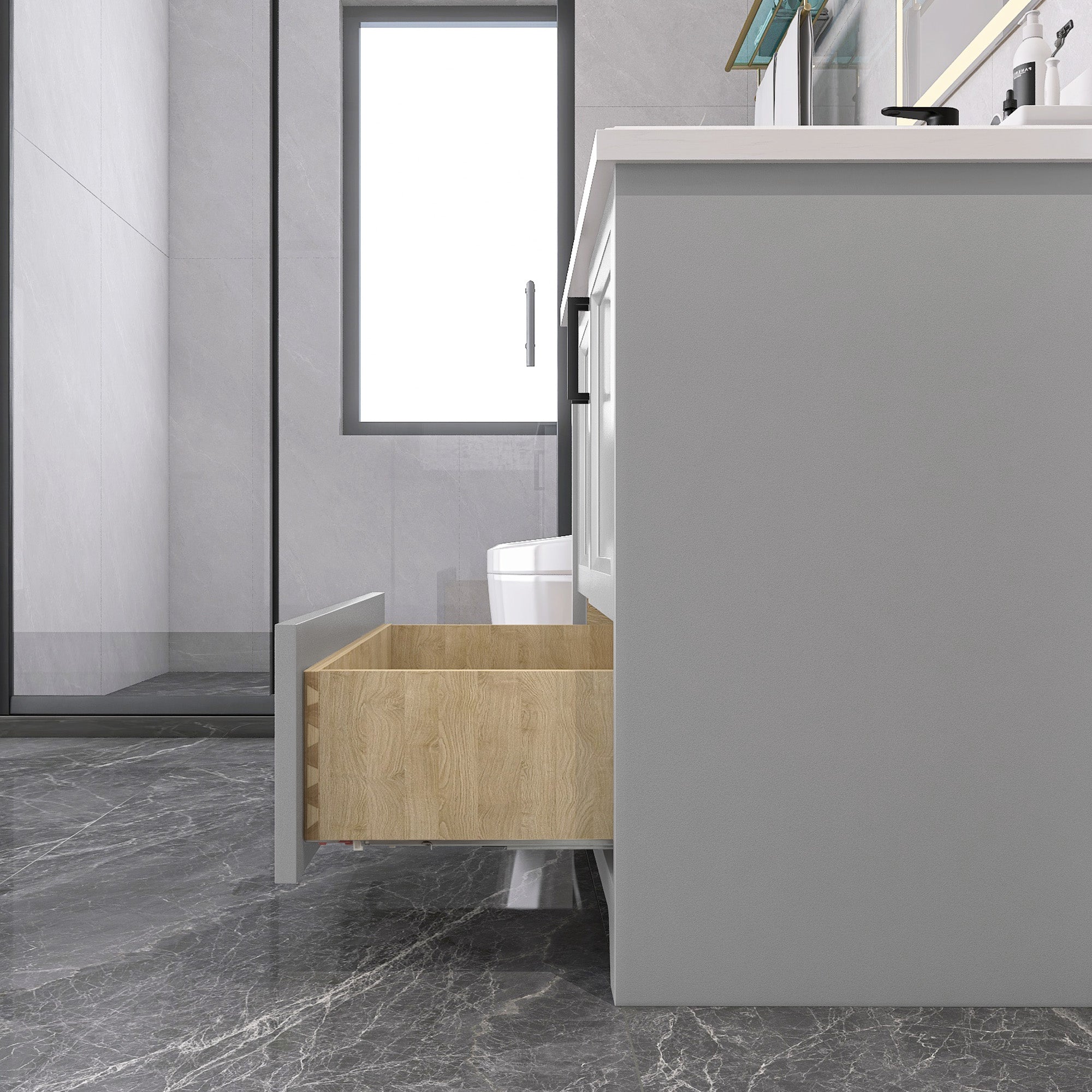 36" Freestanding Bathroom Vanity Set with Ceramic Sink and Backsplash