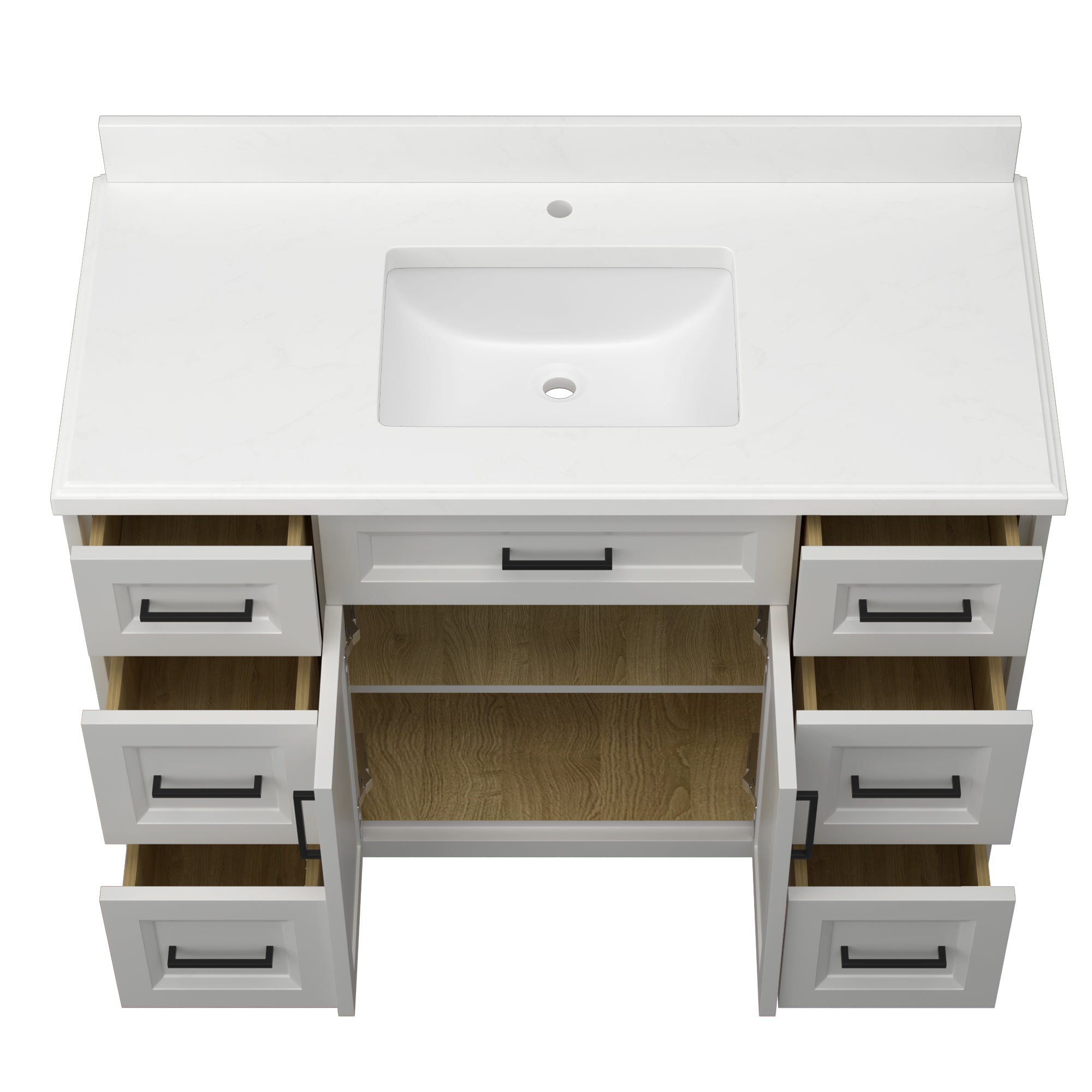 48" Freestanding Bathroom Vanity Set with Ceramic Sink and Backsplash