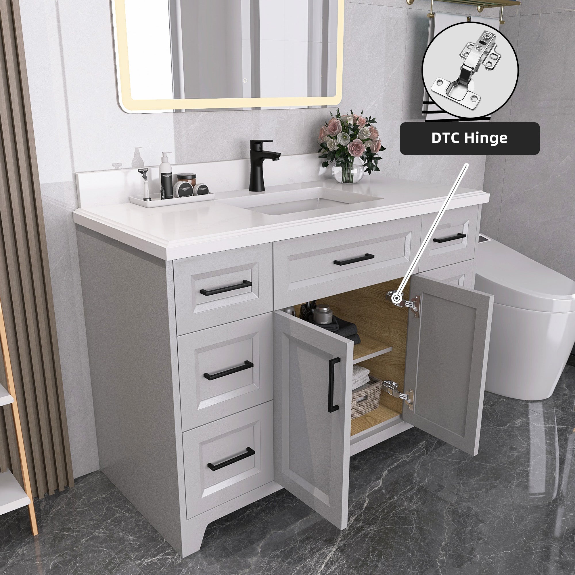 48" Freestanding Bathroom Vanity Set with Ceramic Sink and Backsplash