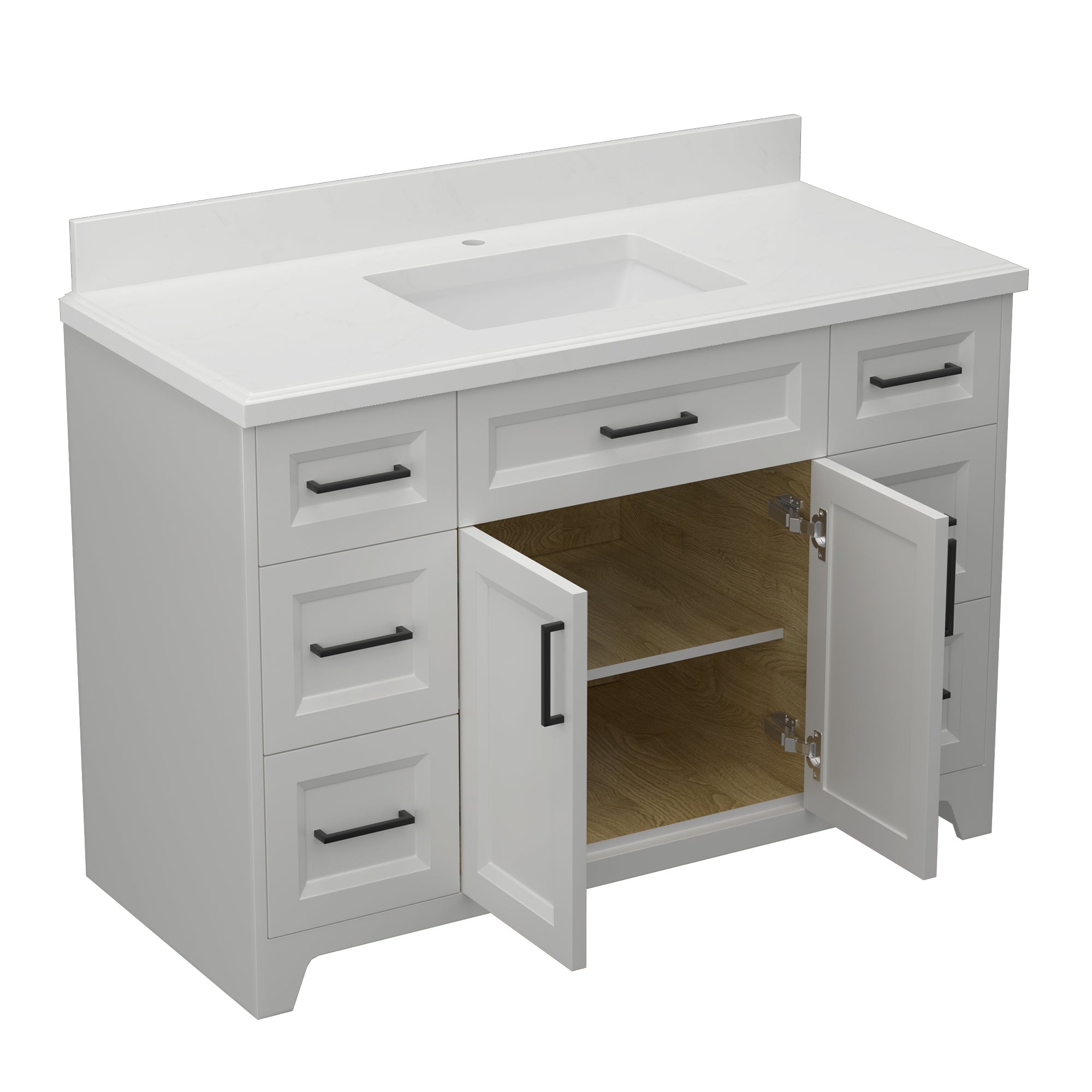 48" Freestanding Bathroom Vanity Set with Ceramic Sink and Backsplash