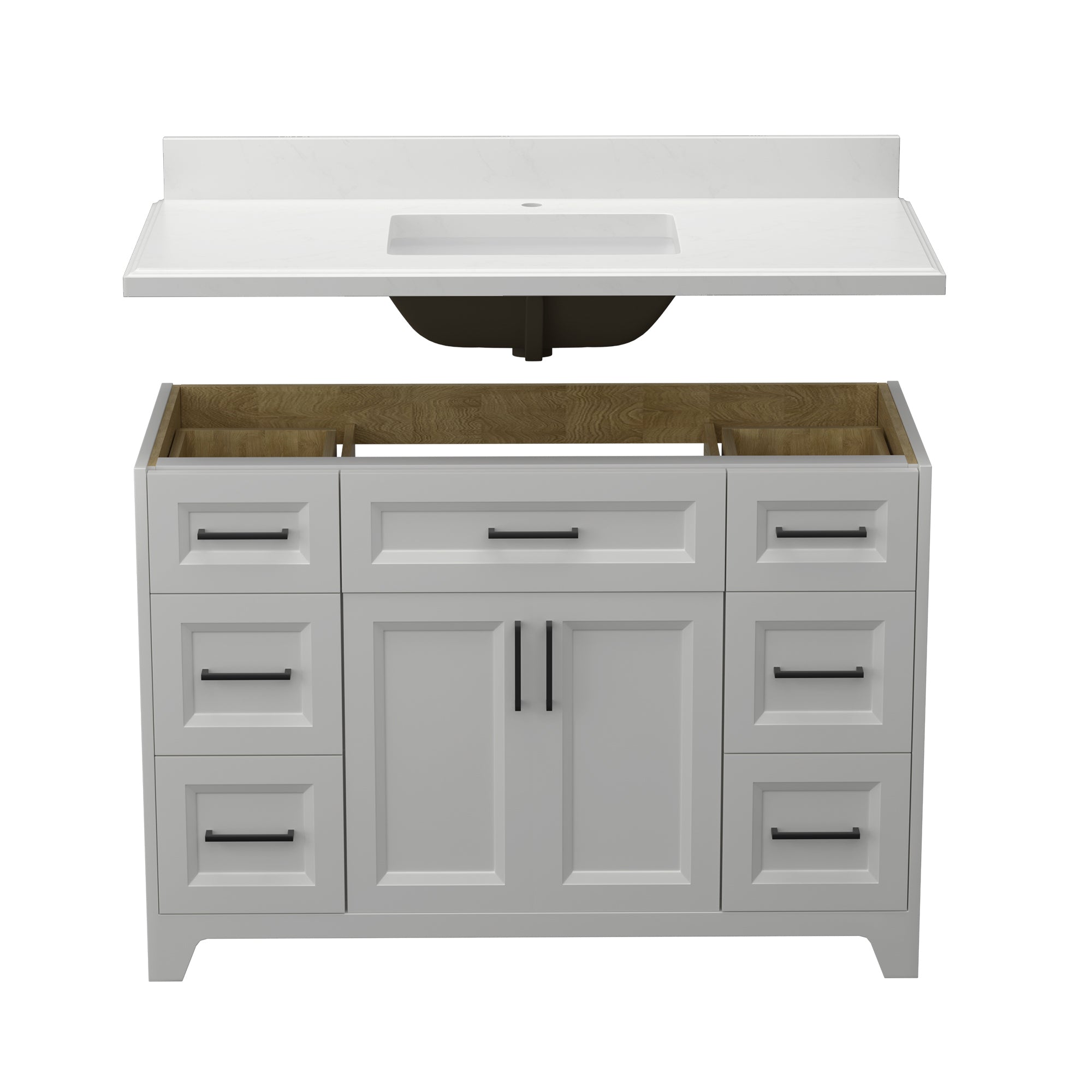 48" Freestanding Bathroom Vanity Set with Ceramic Sink and Backsplash