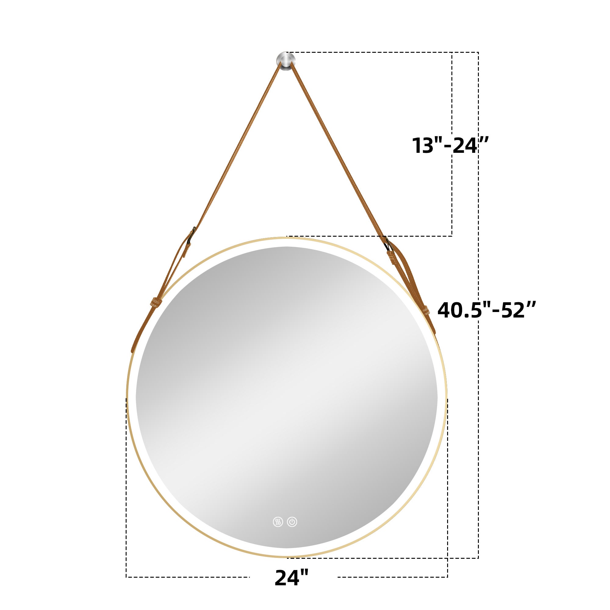 24/28/32 inch Round gold metal frame Anti-Fog Wall Mounted LED Bathroom Vanity Mirror