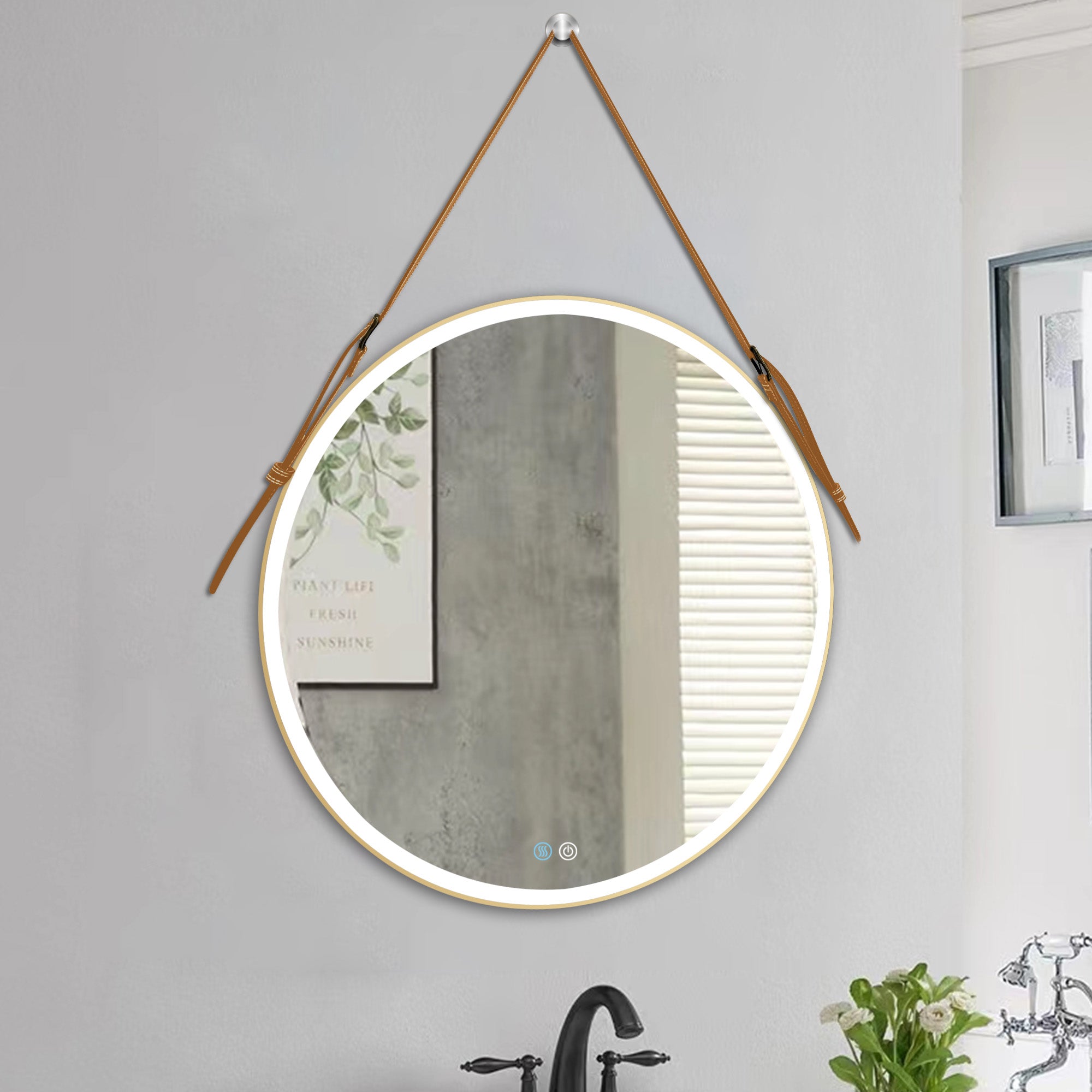 24/28/32 inch Round gold metal frame Anti-Fog Wall Mounted LED Bathroom Vanity Mirror