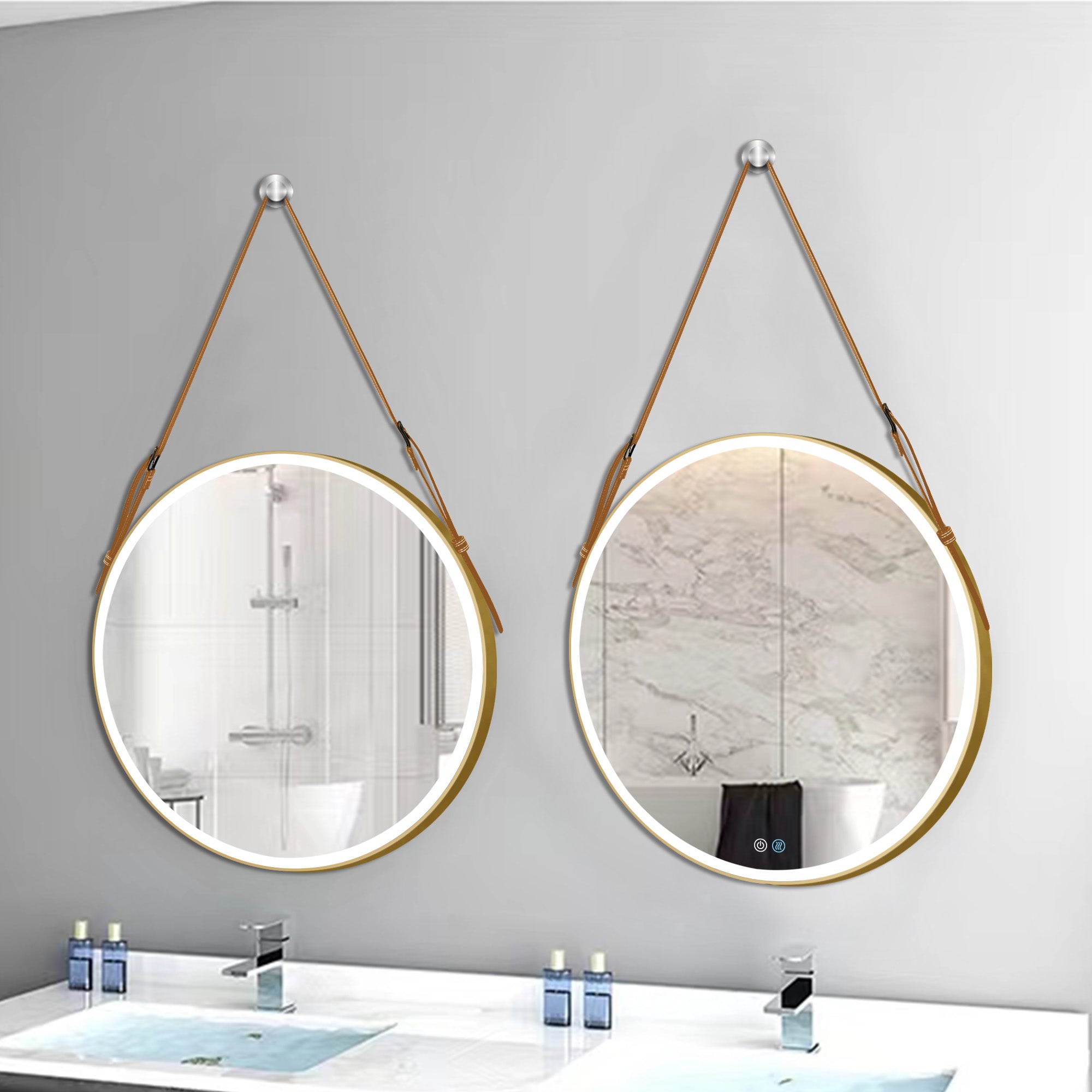24/28/32 inch Round gold metal frame Anti-Fog Wall Mounted LED Bathroom Vanity Mirror
