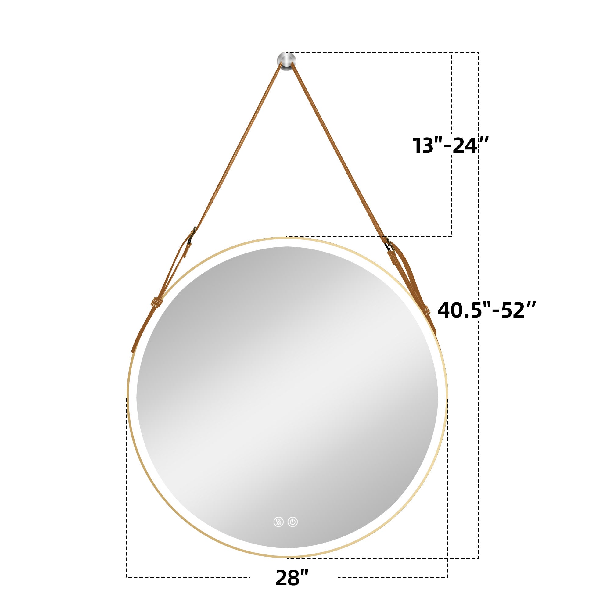 24/28/32 inch Round gold metal frame Anti-Fog Wall Mounted LED Bathroom Vanity Mirror