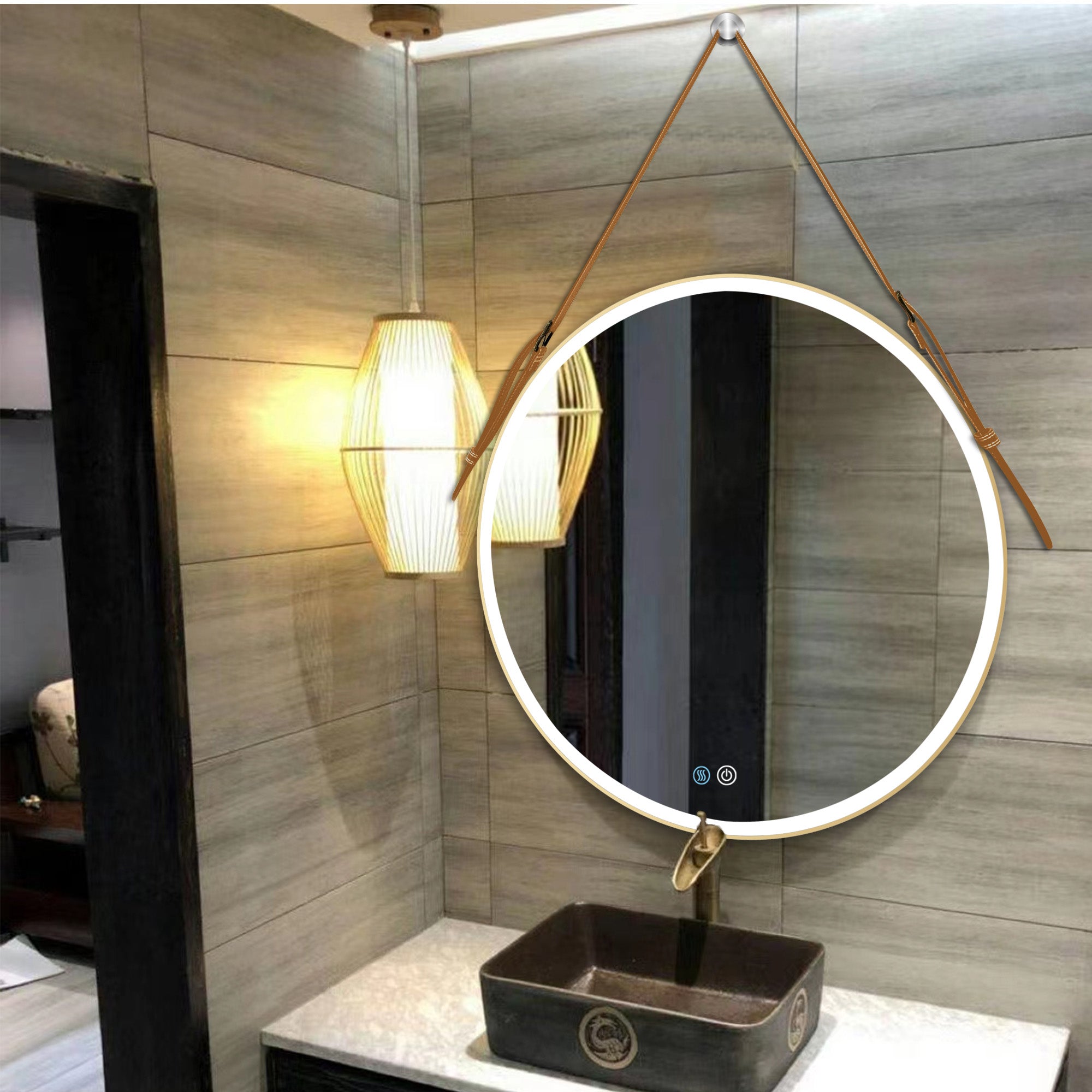 24/28/32 inch Round gold metal frame Anti-Fog Wall Mounted LED Bathroom Vanity Mirror