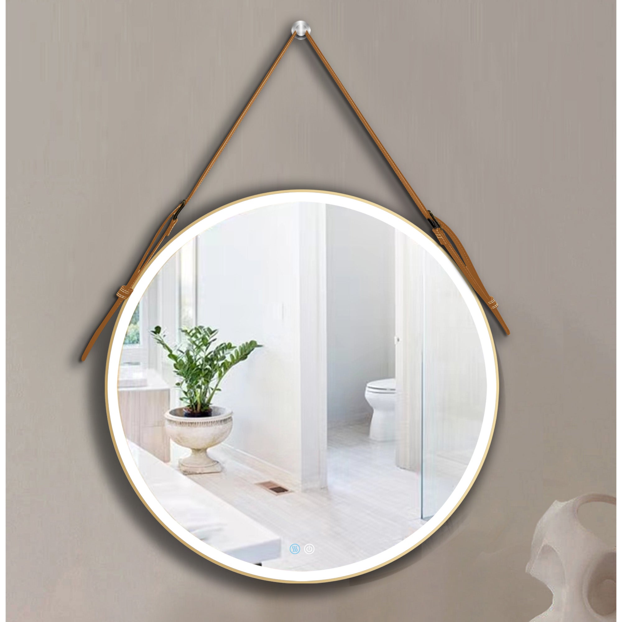 24/28/32 inch Round gold metal frame Anti-Fog Wall Mounted LED Bathroom Vanity Mirror