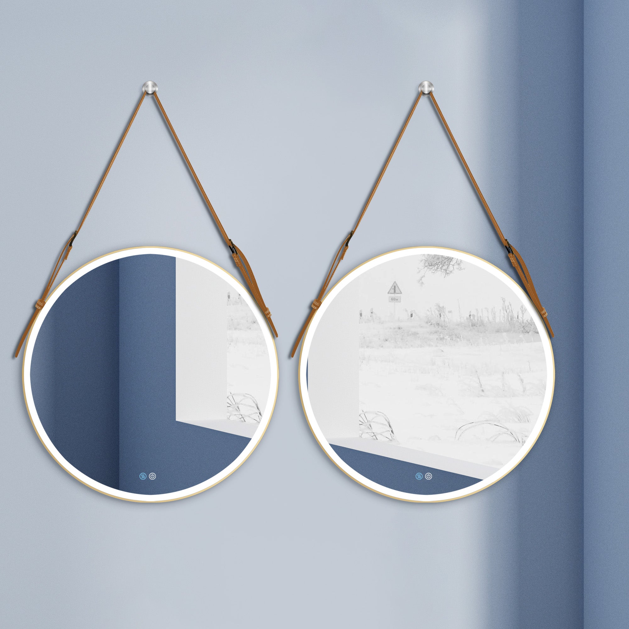 24/28/32 inch Round gold metal frame Anti-Fog Wall Mounted LED Bathroom Vanity Mirror