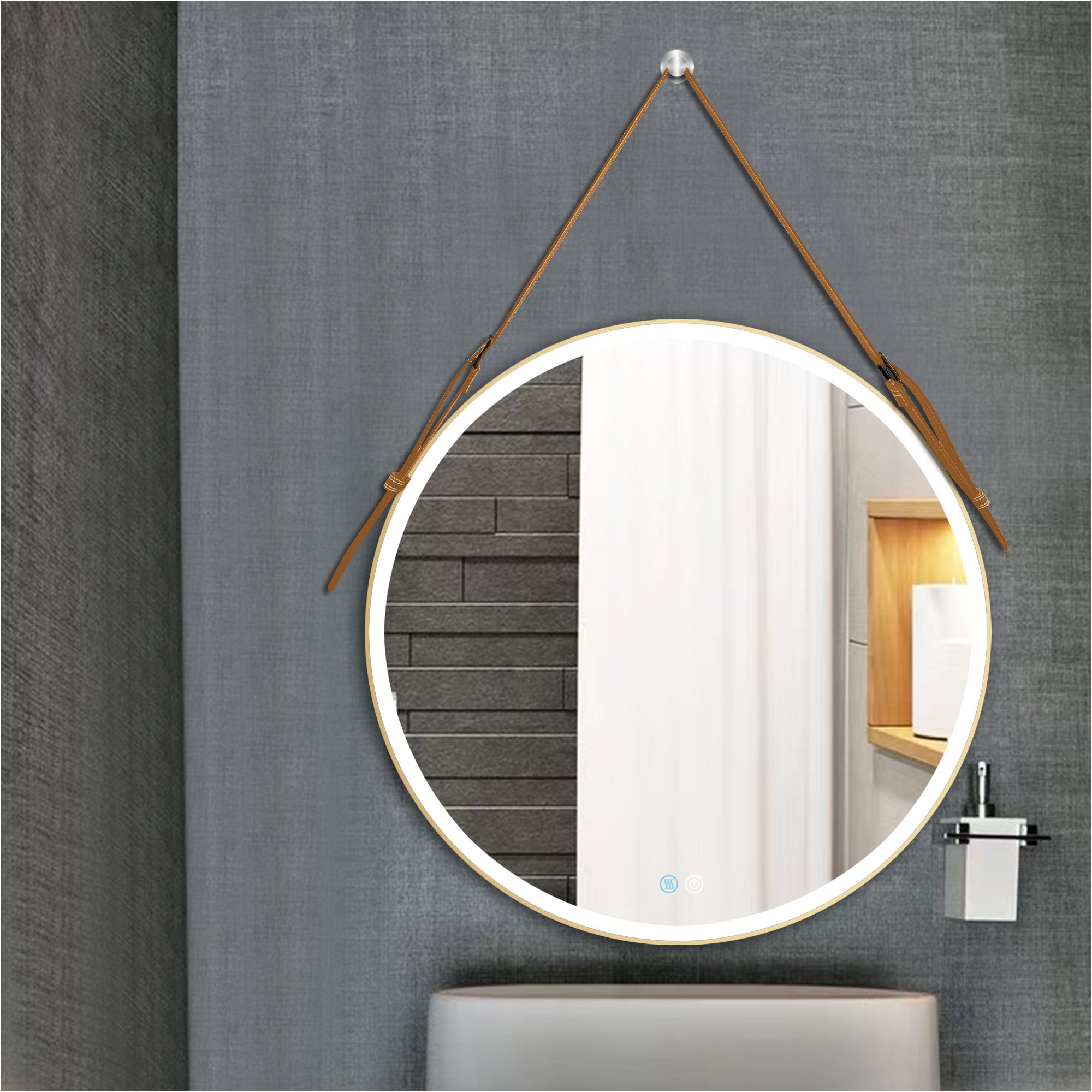 24/28/32 inch Round gold metal frame Anti-Fog Wall Mounted LED Bathroom Vanity Mirror