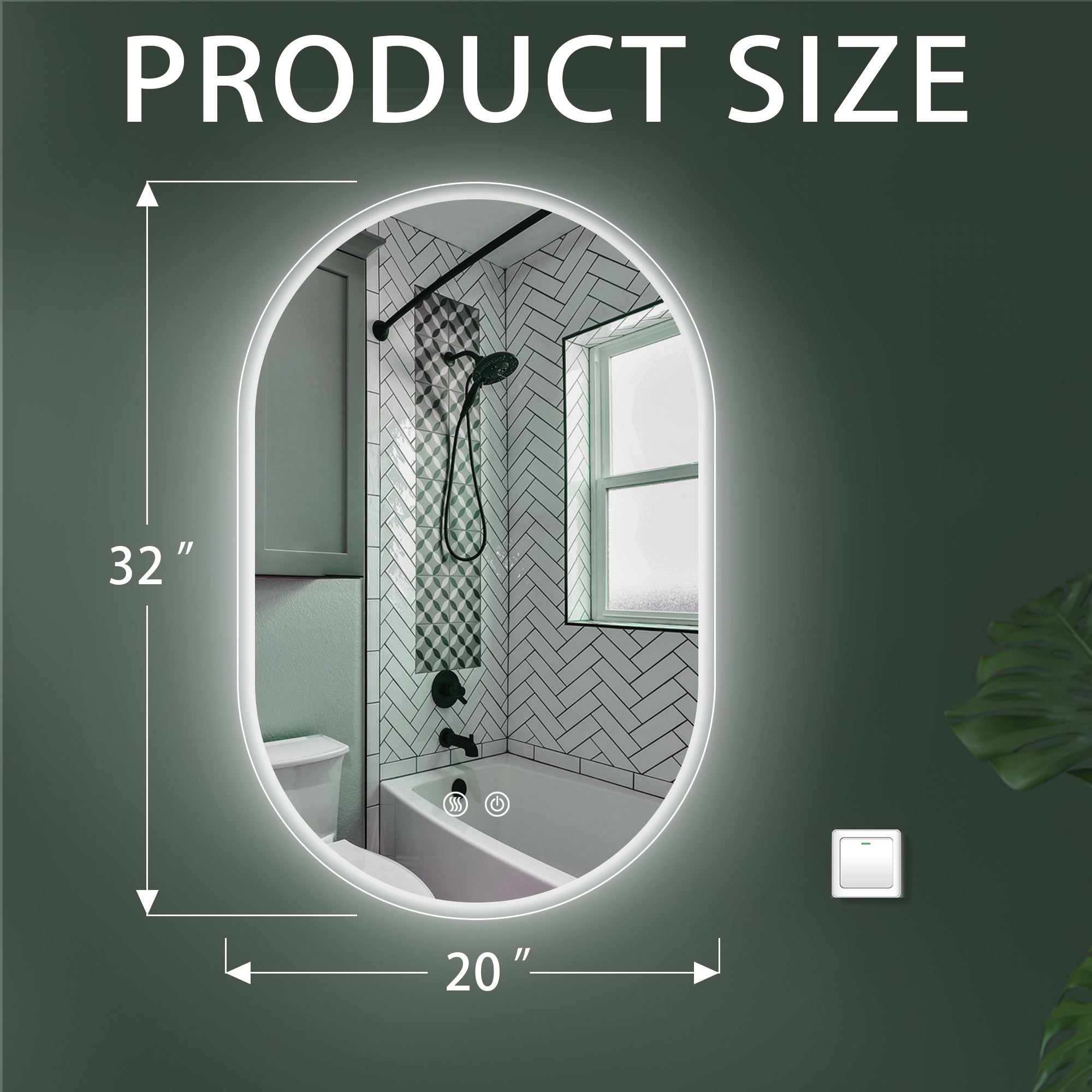 32/36/40 inch Oval Frameless LED Anti-Fog Wall Mounted Bathroom Vanity Mirror