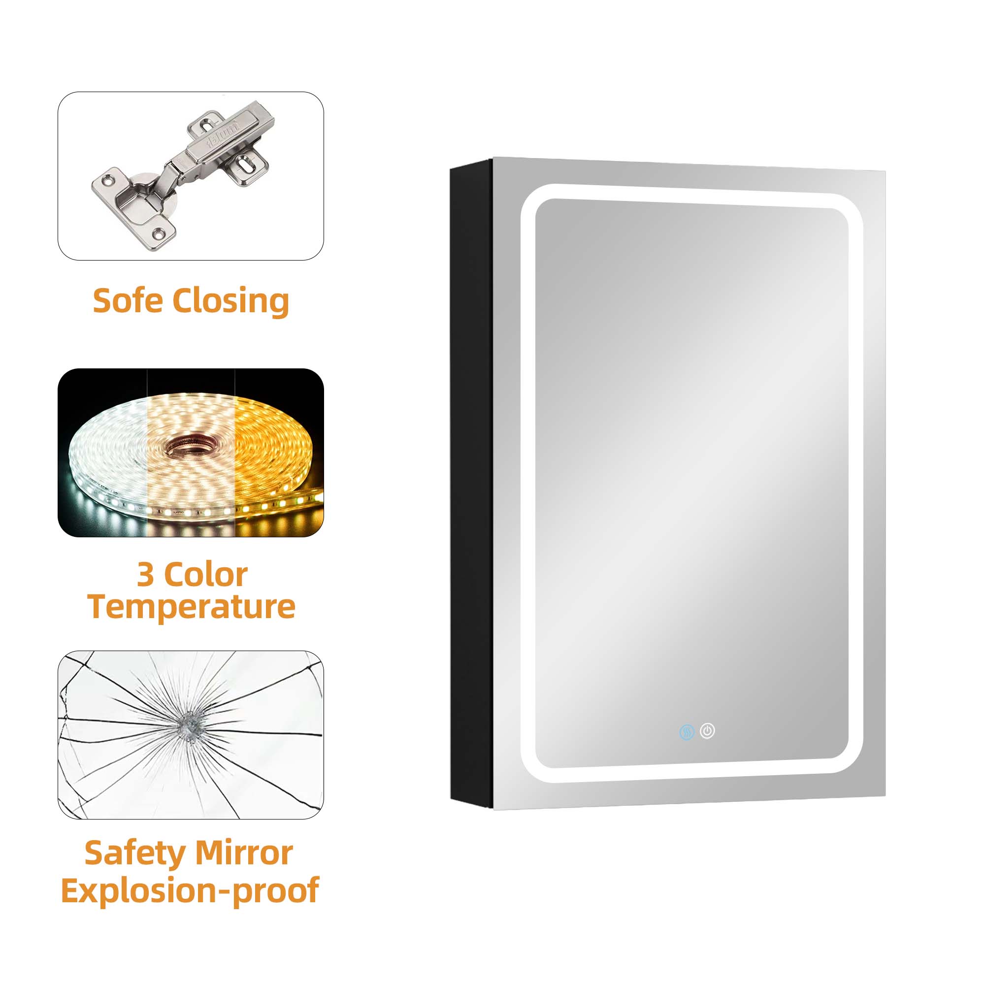 20 in. W x 30 in. H Rectangular Aluminum Framed Wall Mounted LED Bathroom Vanity Mirror
