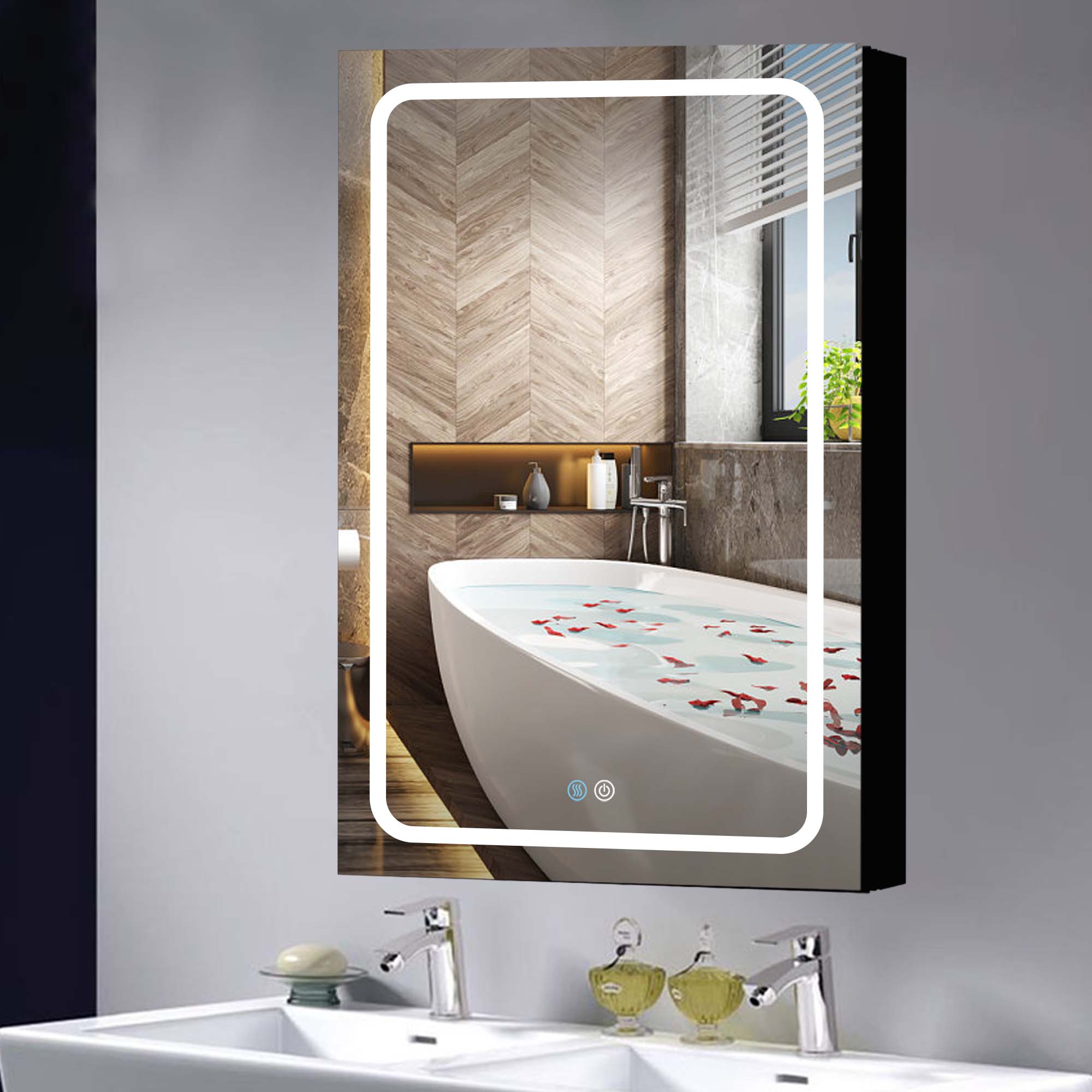 20 in. W x 30 in. H Rectangular Aluminum Framed Wall Mounted LED Bathroom Vanity Mirror