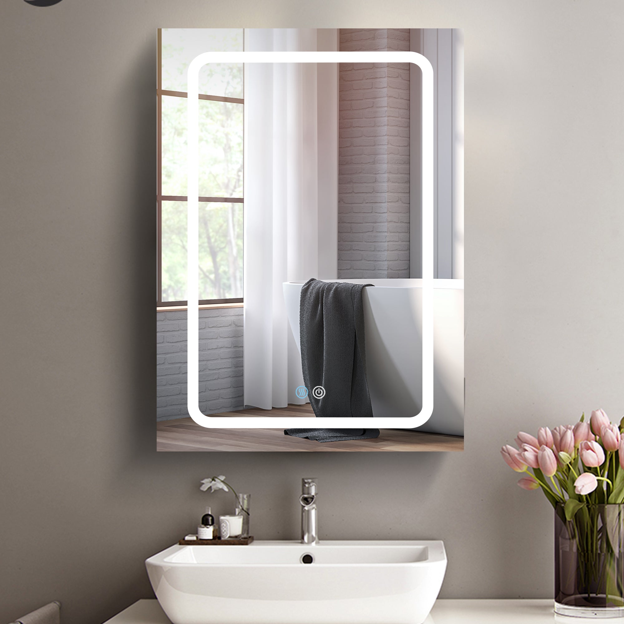 20 in. W x 30 in. H Rectangular Aluminum Framed Wall Mounted LED Bathroom Vanity Mirror