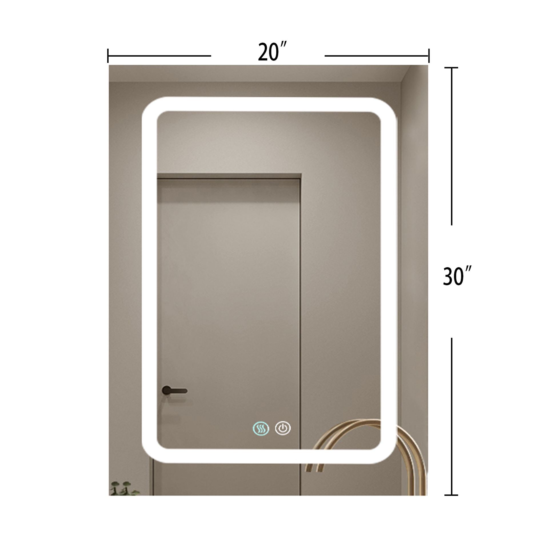 20 in. W x 30 in. H Rectangular Aluminum Framed Wall Mounted LED Bathroom Vanity Mirror