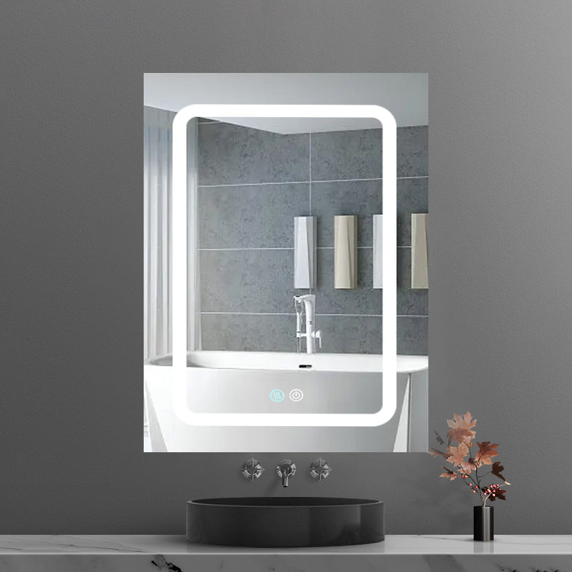 20 in. W x 30 in. H Rectangular Aluminum Framed Wall Mounted LED Bathroom Vanity Mirror