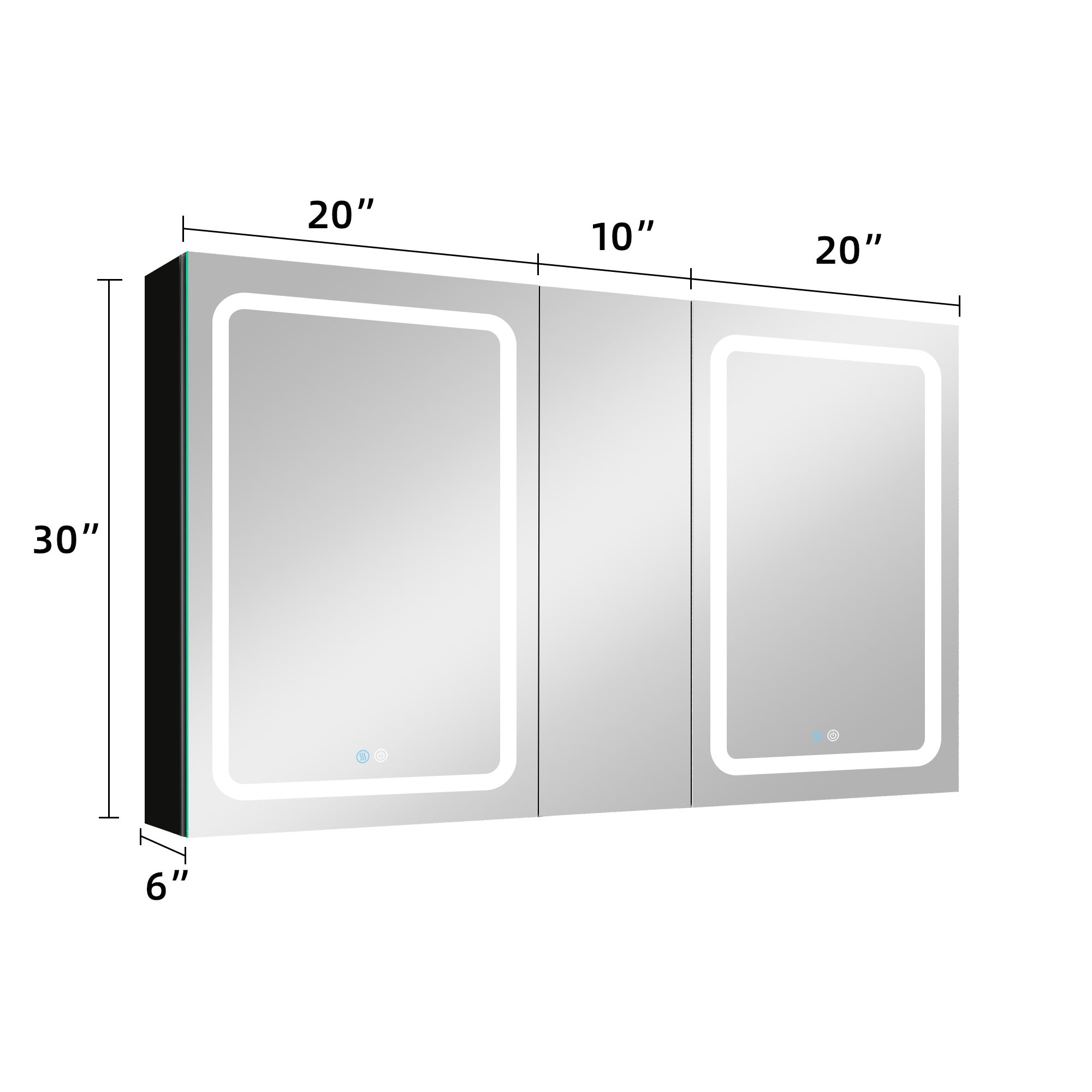 50 in. W x 30 in. H Surface Mount Bathroom Medicine Cabinet with Mirror and Shelves