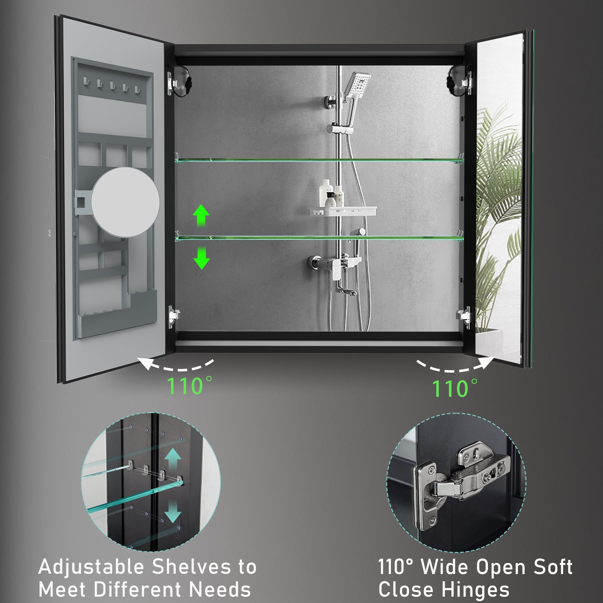 30 in. W x 30 in. H Surface Mount Bathroom Medicine Cabinet with Mirror and Shelves