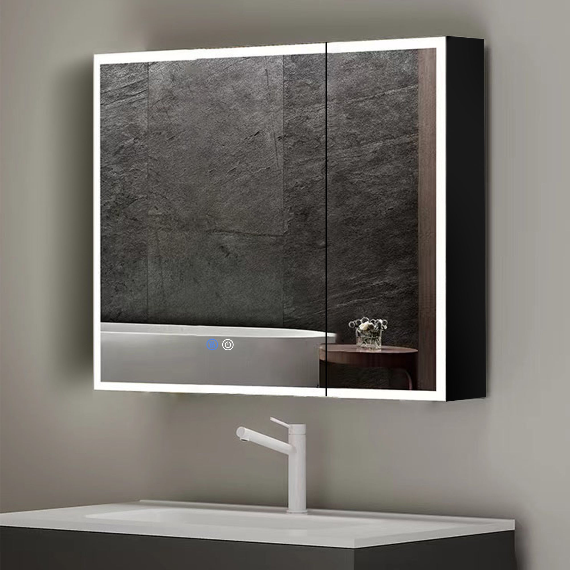 30 in. W x 30 in. H Surface Mount Bathroom Medicine Cabinet with Mirror and Shelves