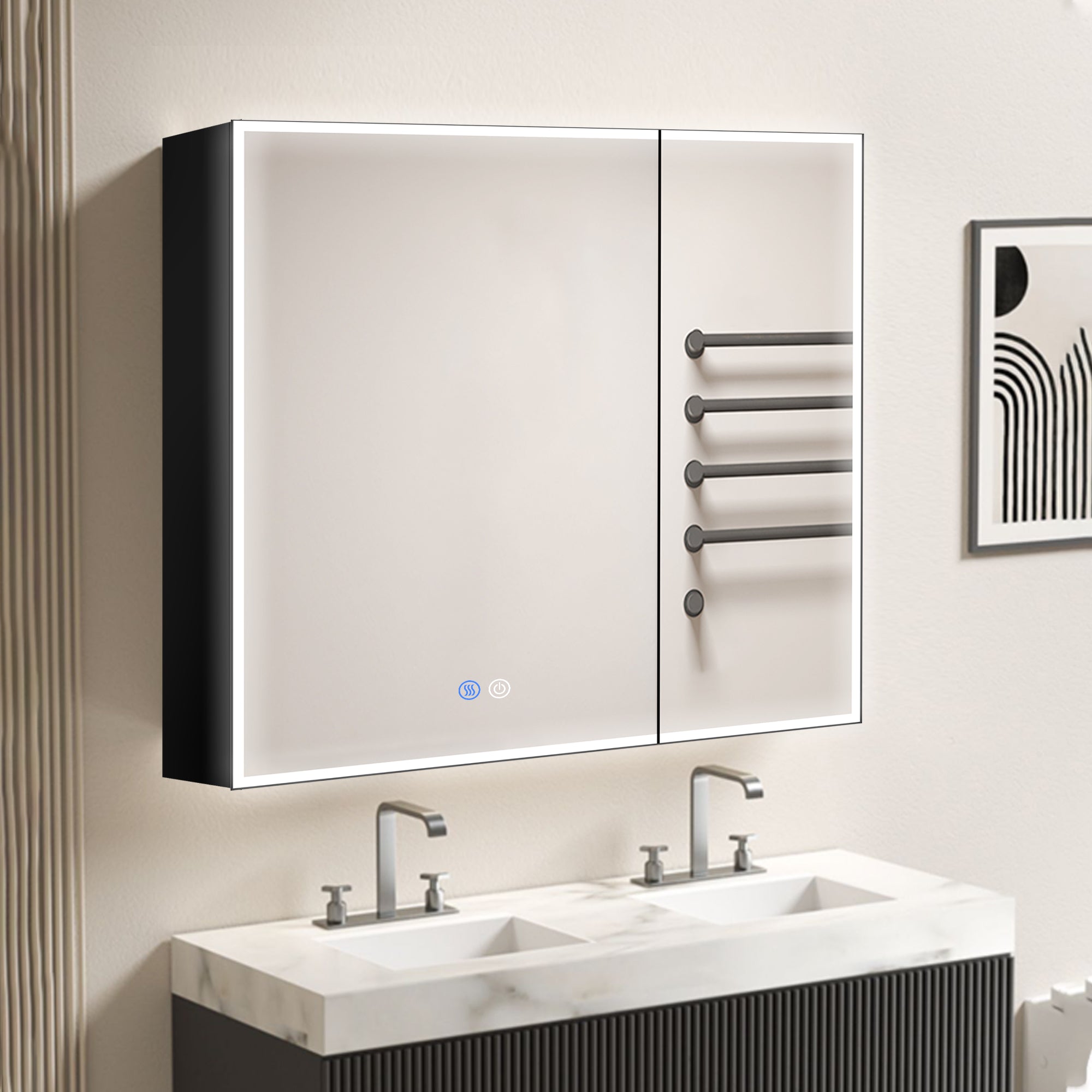 30 in. W x 30 in. H Surface Mount Bathroom Medicine Cabinet with Mirror and Shelves