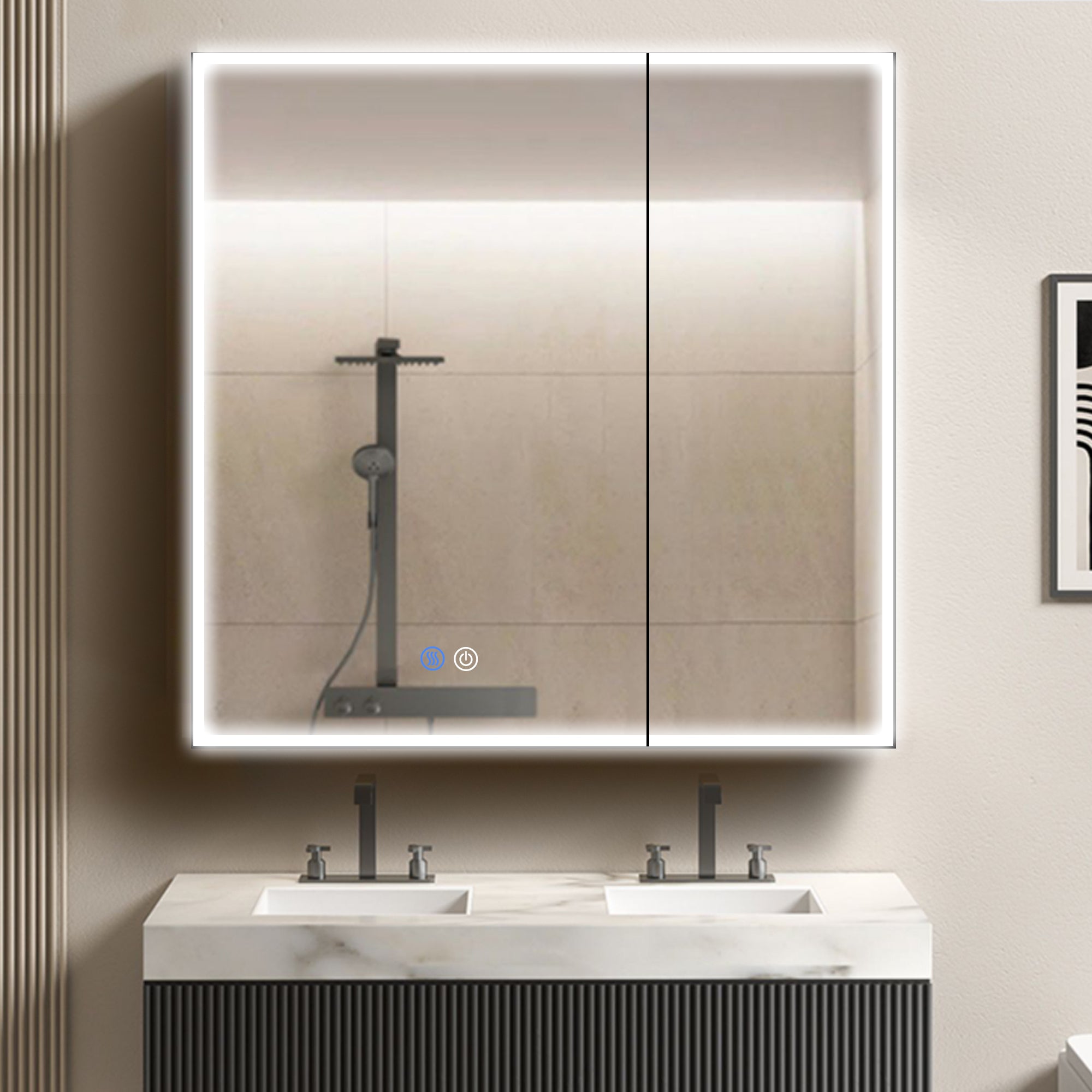 30 in. W x 30 in. H Surface Mount Bathroom Medicine Cabinet with Mirror and Shelves