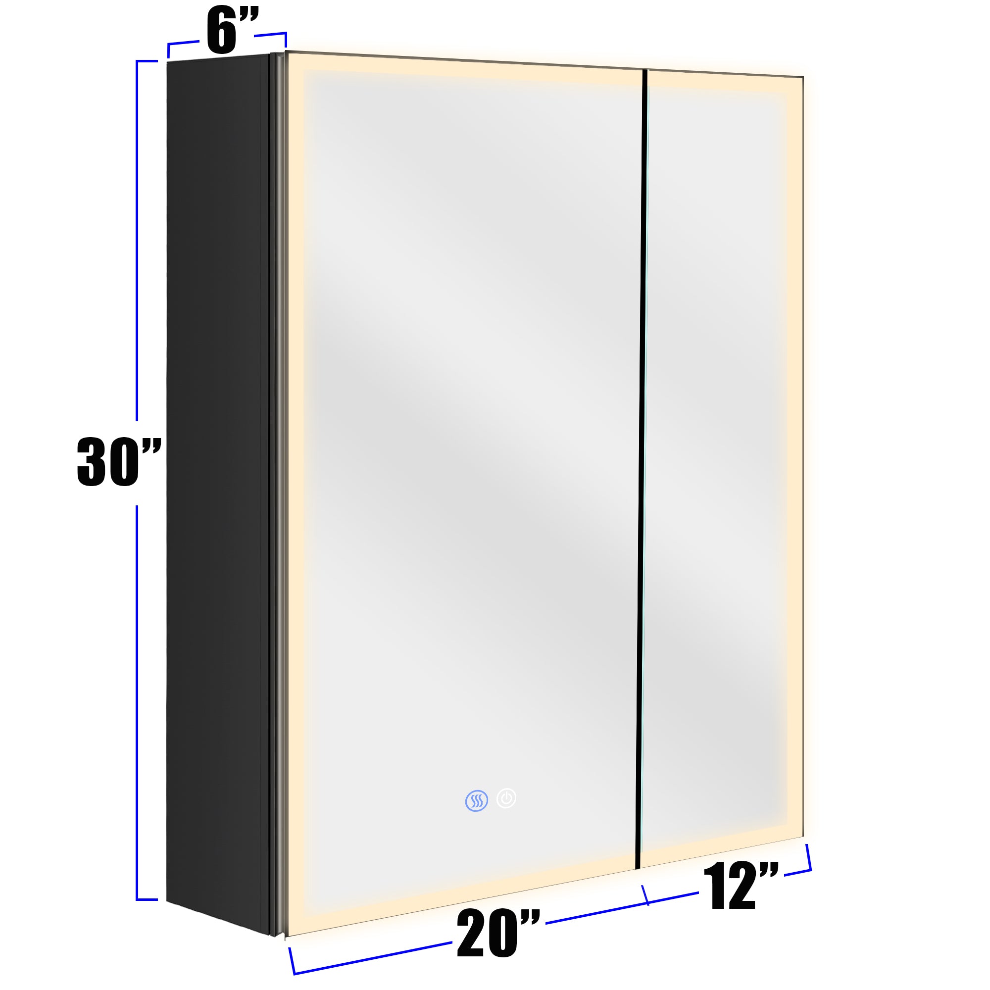 30 in. W x 30 in. H Surface Mount Bathroom Medicine Cabinet with Mirror and Shelves