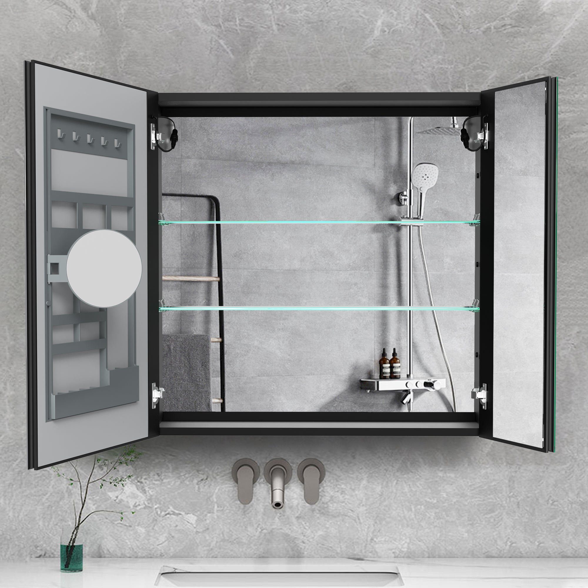 30 in. W x 30 in. H Surface Mount Bathroom Medicine Cabinet with Mirror and Shelves