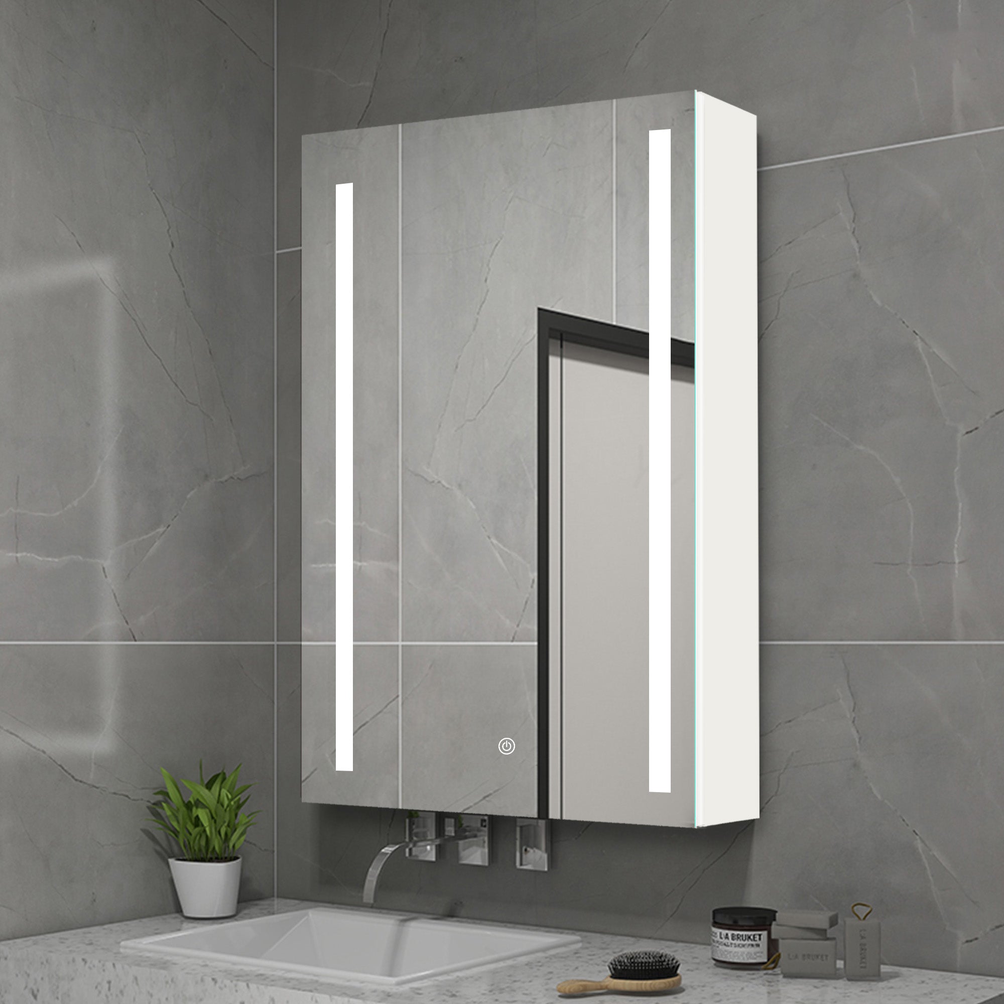 20 in. W x 30 in. H Surface Mount Bathroom Medicine Cabinet with Mirror and Shelves