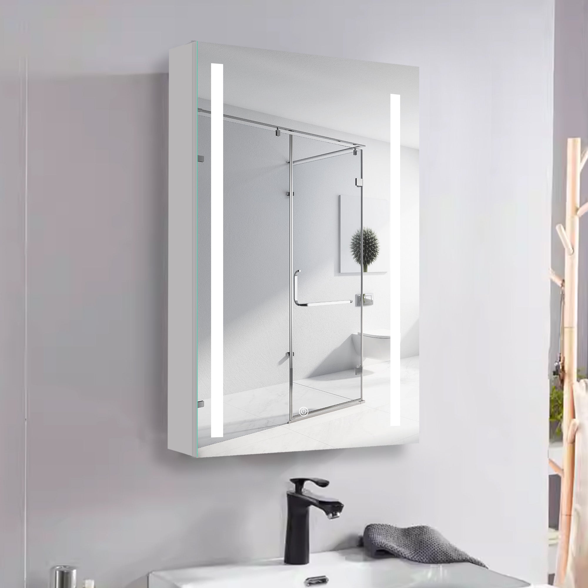 20 in. W x 30 in. H Surface Mount Bathroom Medicine Cabinet with Mirror and Shelves