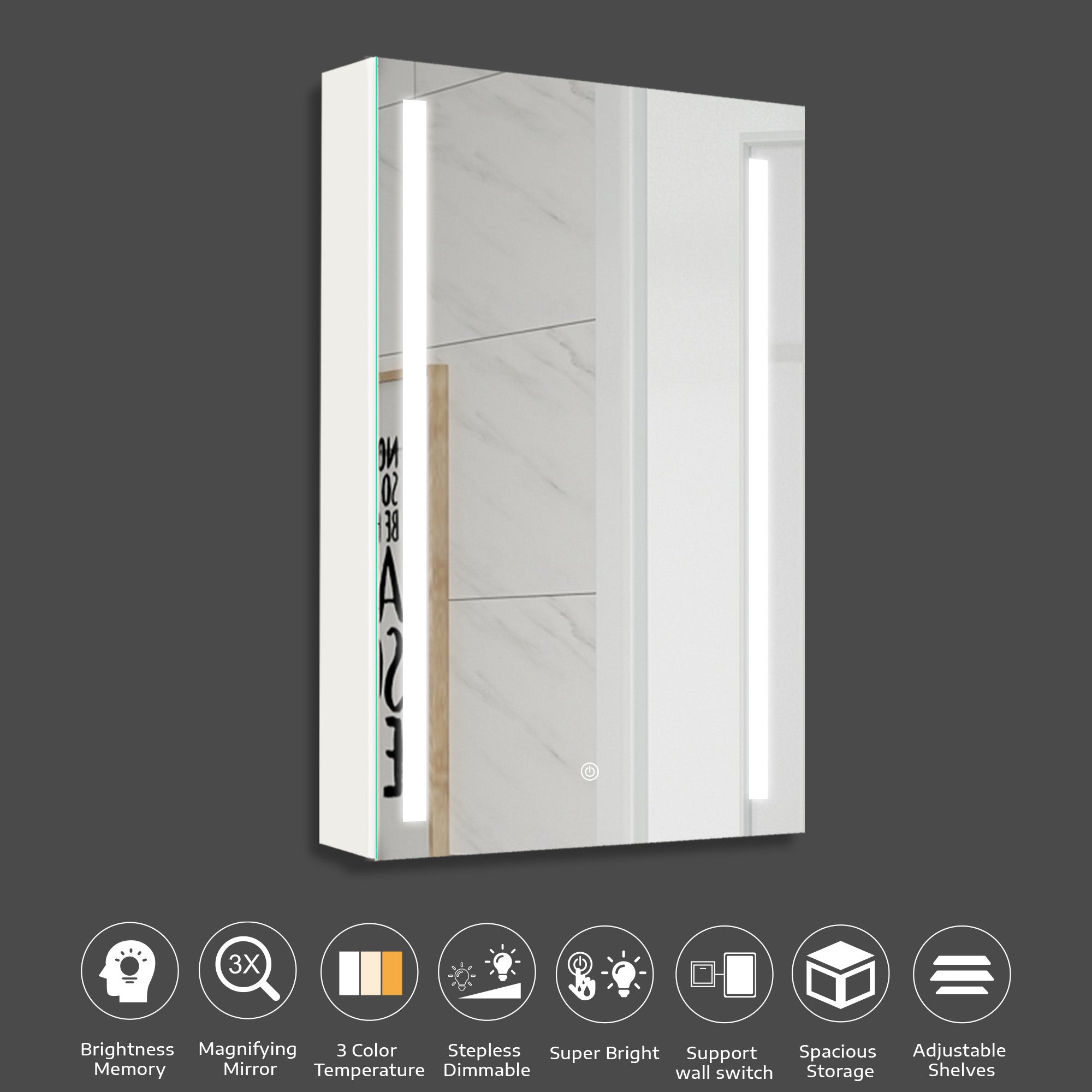 20 in. W x 30 in. H Surface Mount Bathroom Medicine Cabinet with Mirror and Shelves