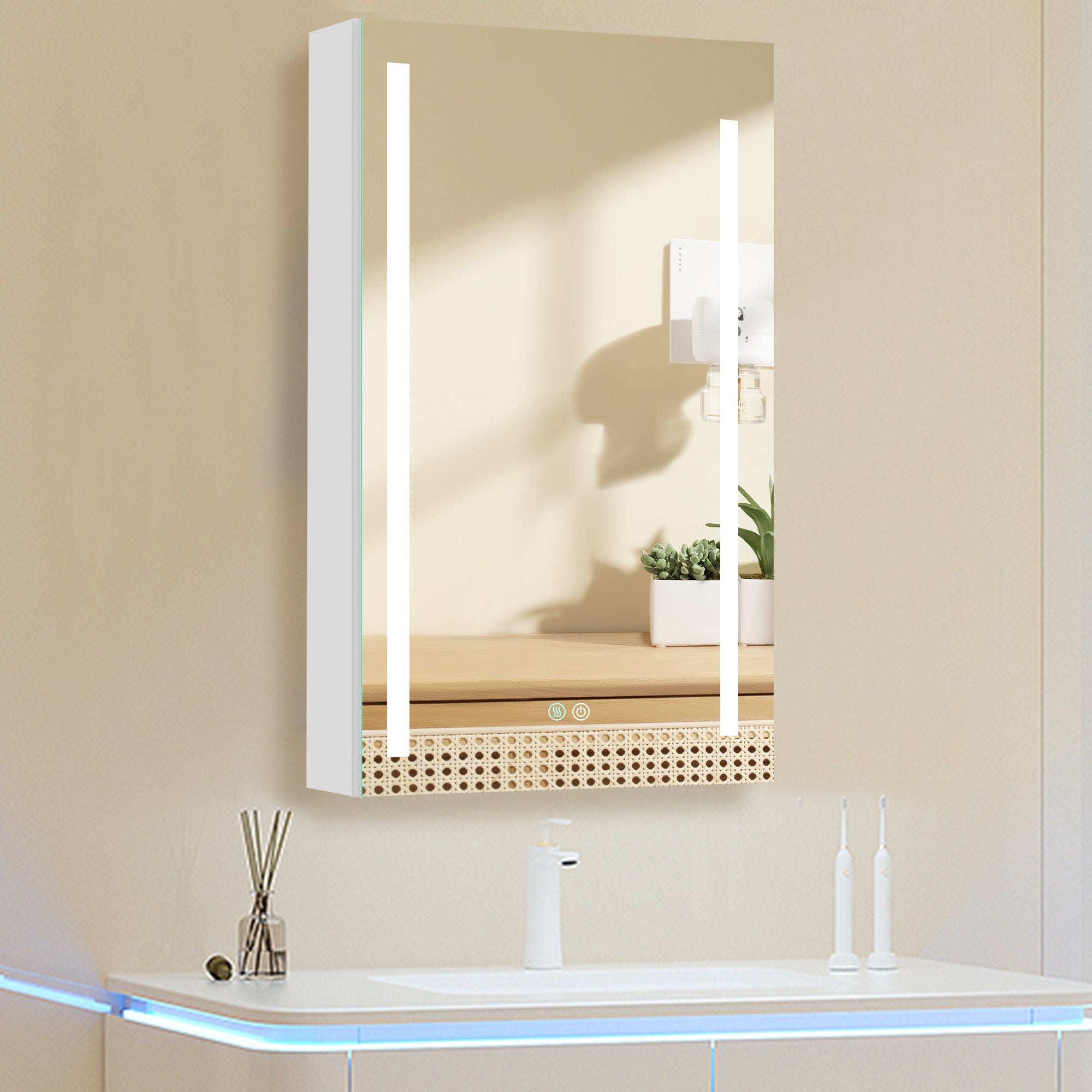 20 in. W x 30 in. H Surface Mount Bathroom Medicine Cabinet with Mirror and Shelves