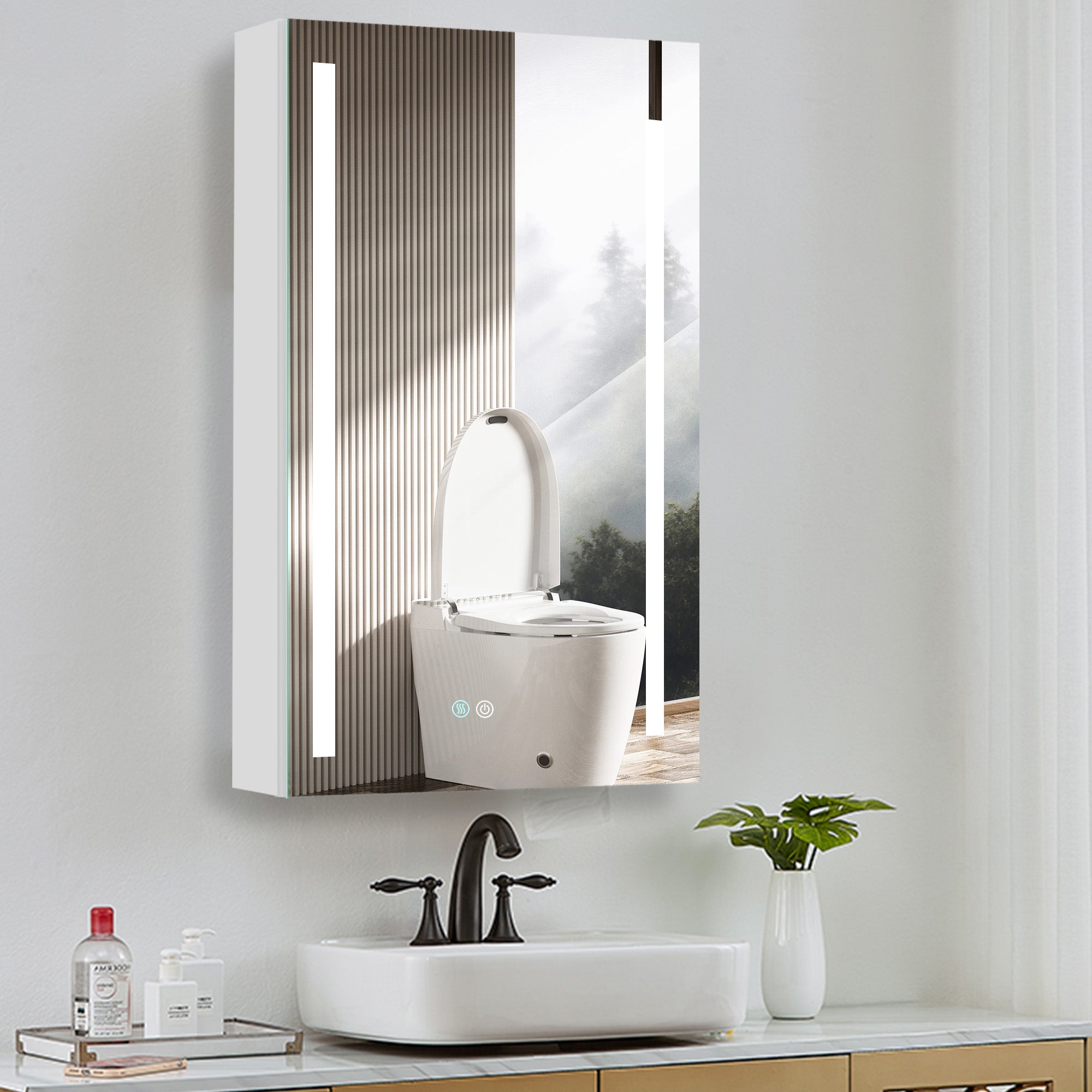 20 in. W x 30 in. H Surface Mount Bathroom Medicine Cabinet with Mirror and Shelves