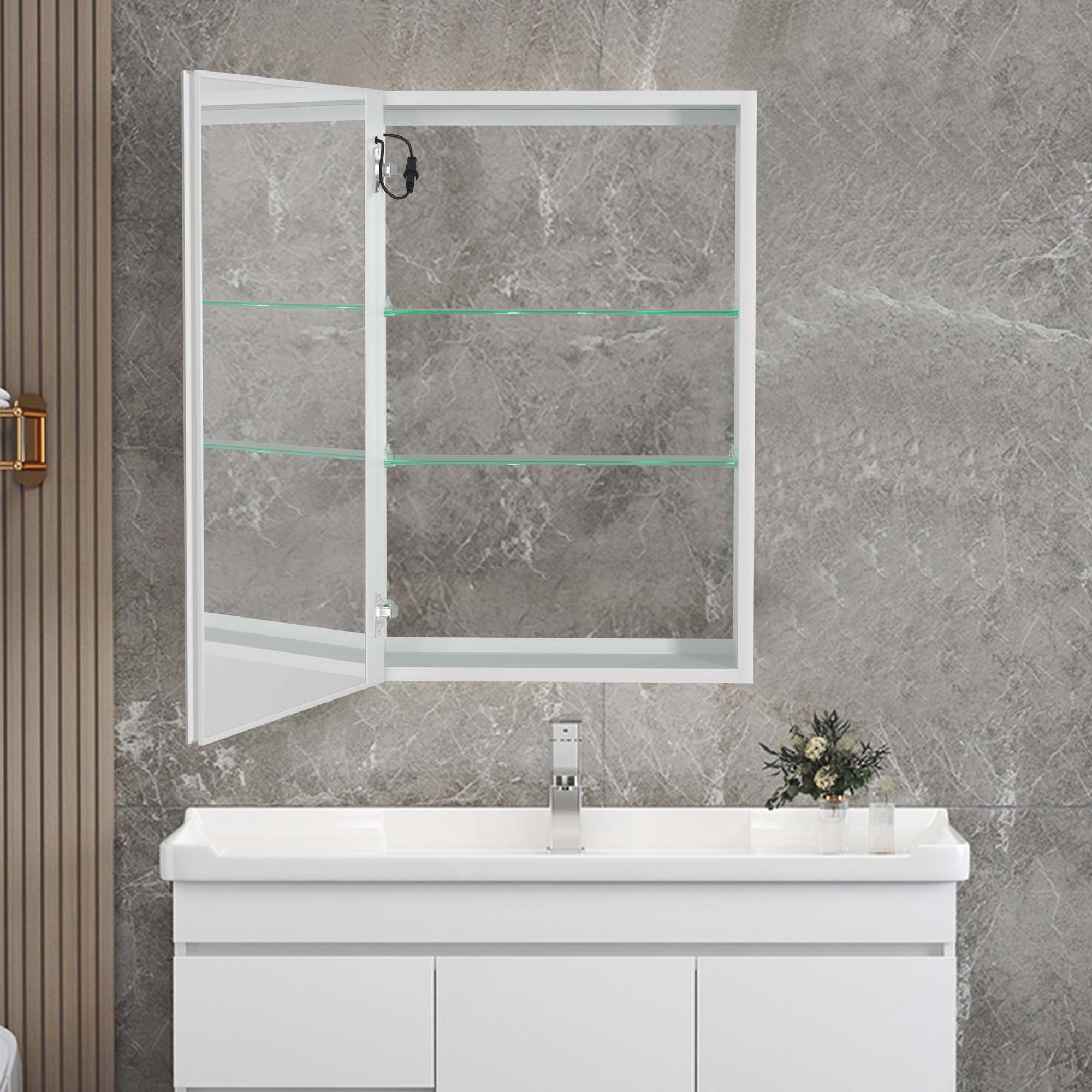 20 in. W x 30 in. H Surface Mount Bathroom Medicine Cabinet with Mirror and Shelves