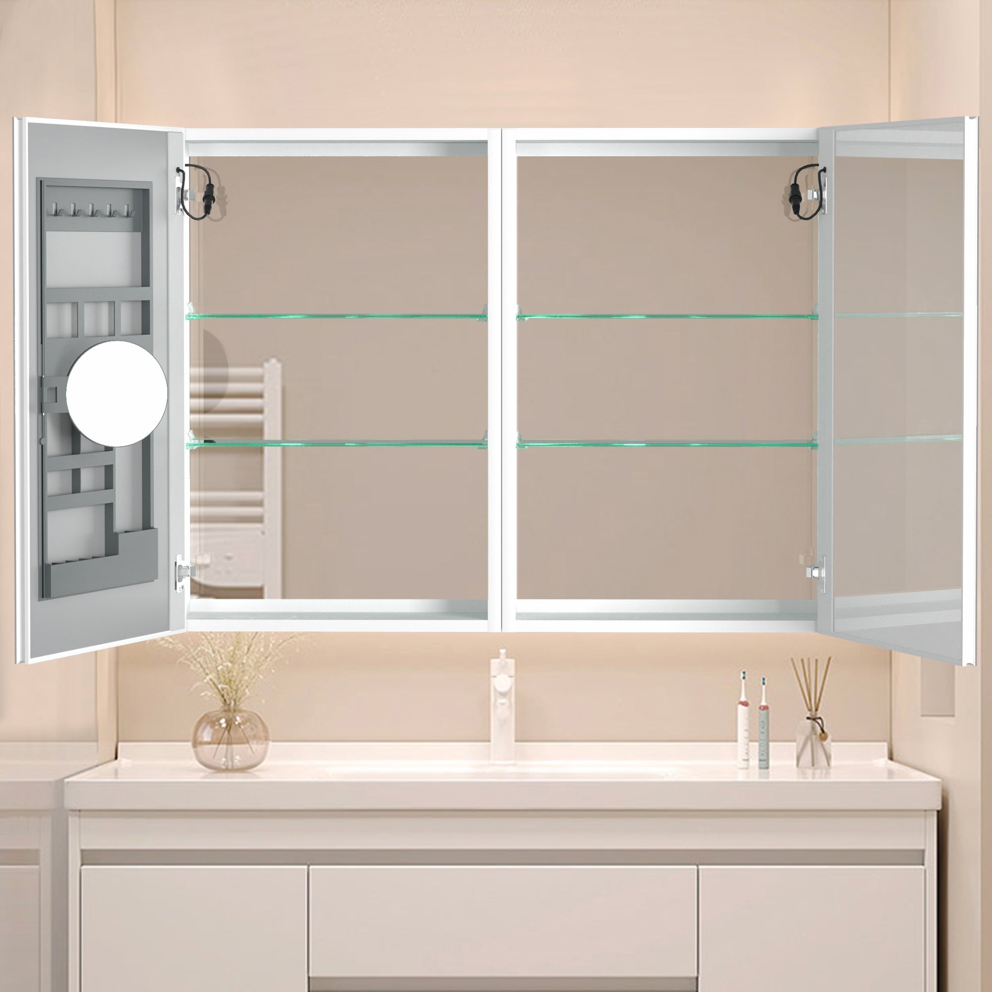 40 in. W x 30 in. H Surface Mount Bathroom Medicine Cabinet with Mirror and Shelves