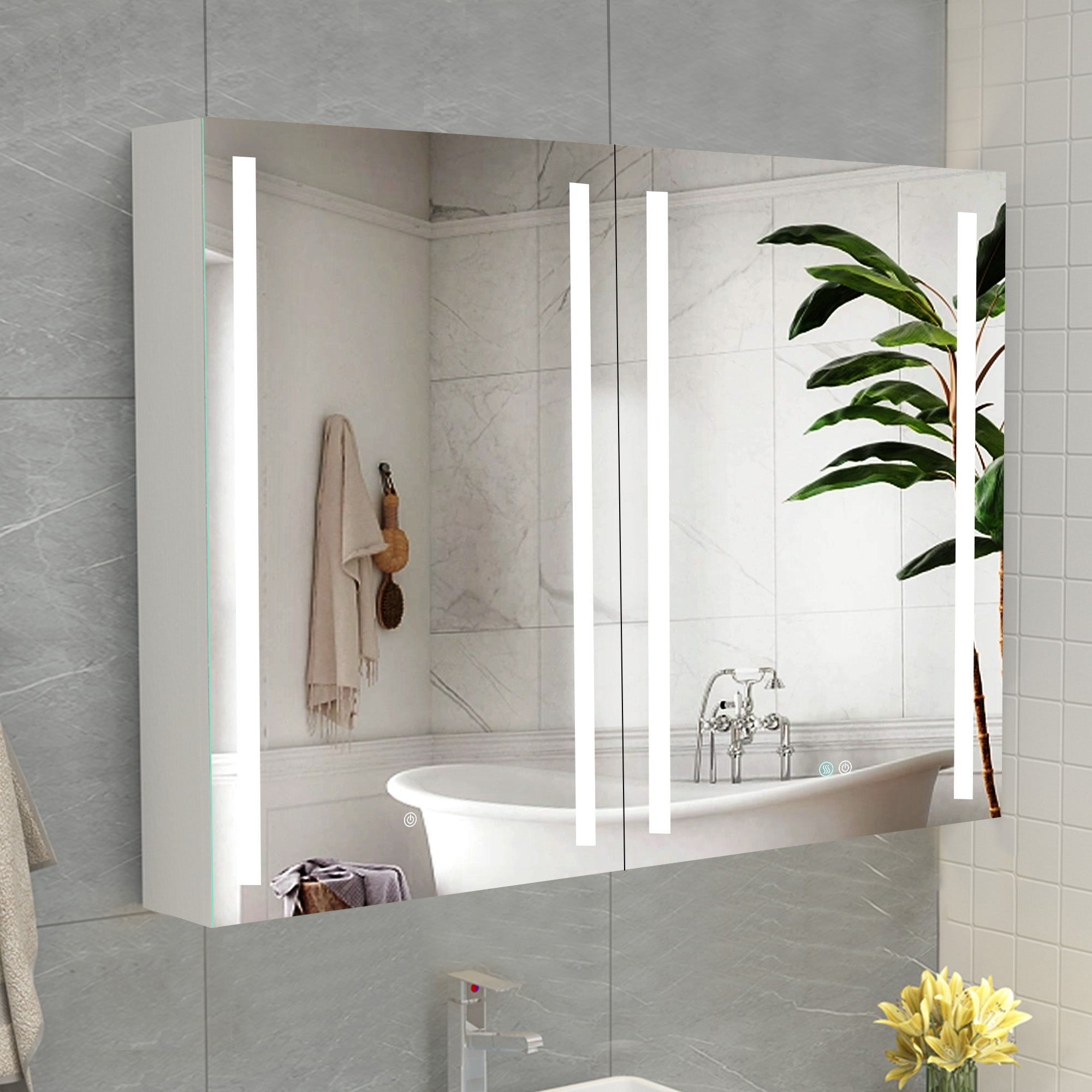 40 in. W x 30 in. H Surface Mount Bathroom Medicine Cabinet with Mirror and Shelves