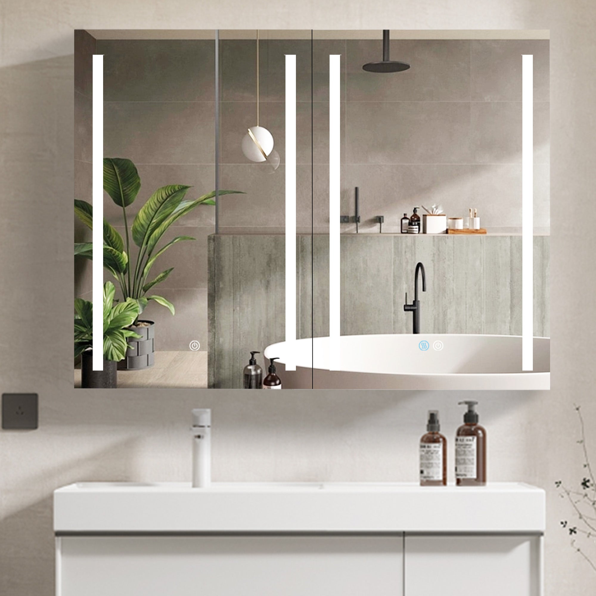 40 in. W x 30 in. H Surface Mount Bathroom Medicine Cabinet with Mirror and Shelves