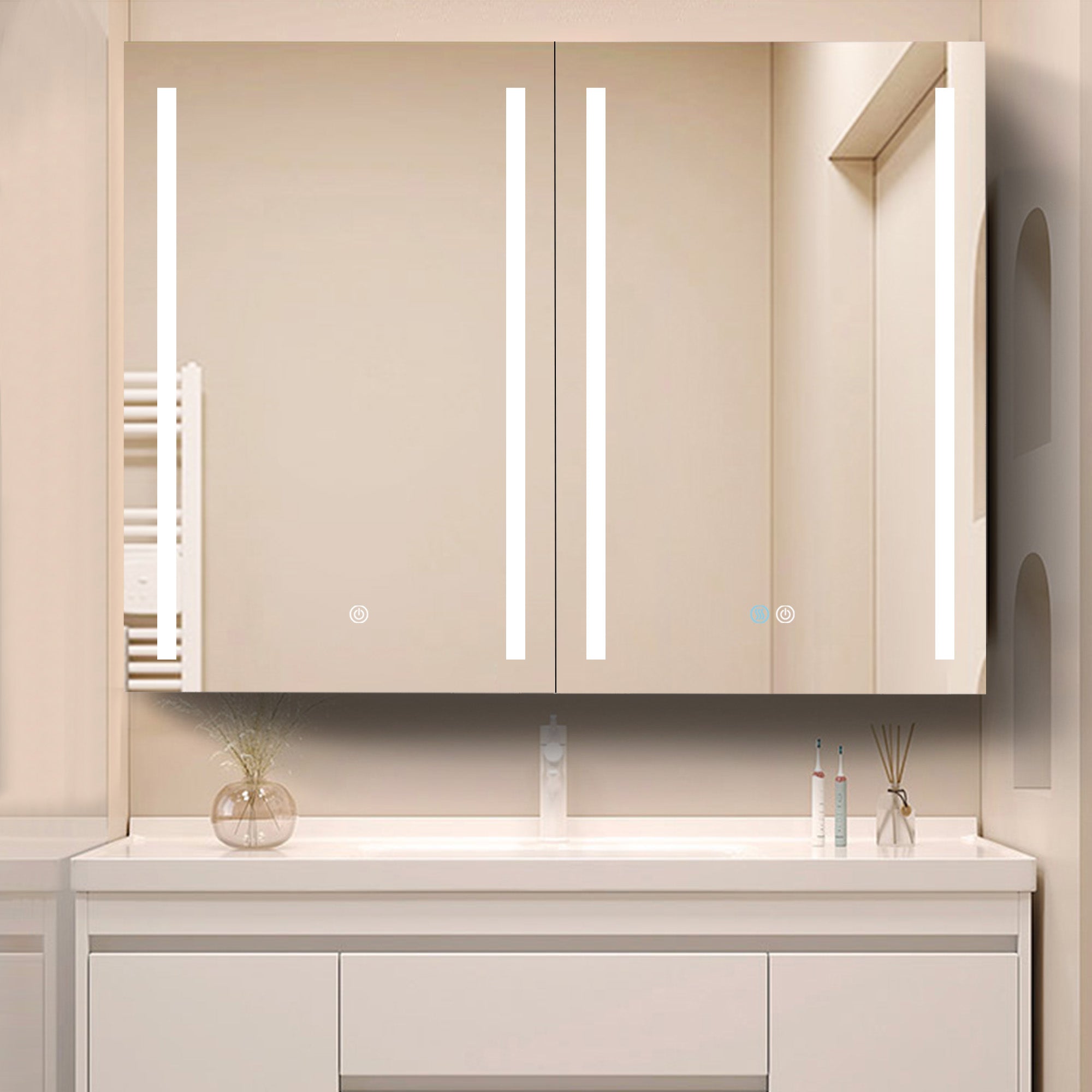 40 in. W x 30 in. H Surface Mount Bathroom Medicine Cabinet with Mirror and Shelves