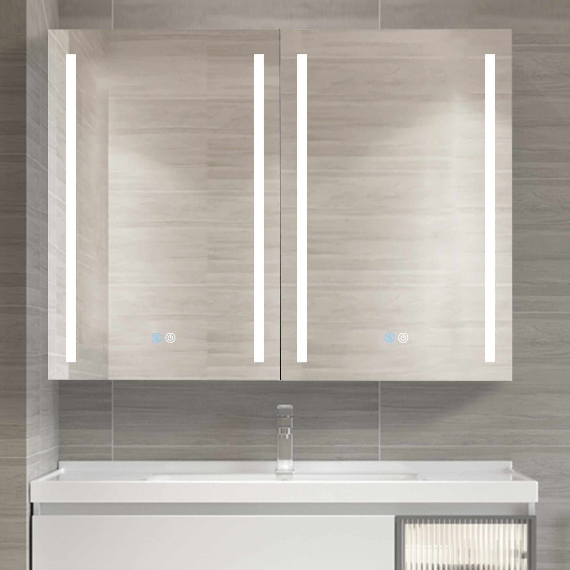 40 in. W x 30 in. H Surface Mount Bathroom Medicine Cabinet with Mirror and Shelves